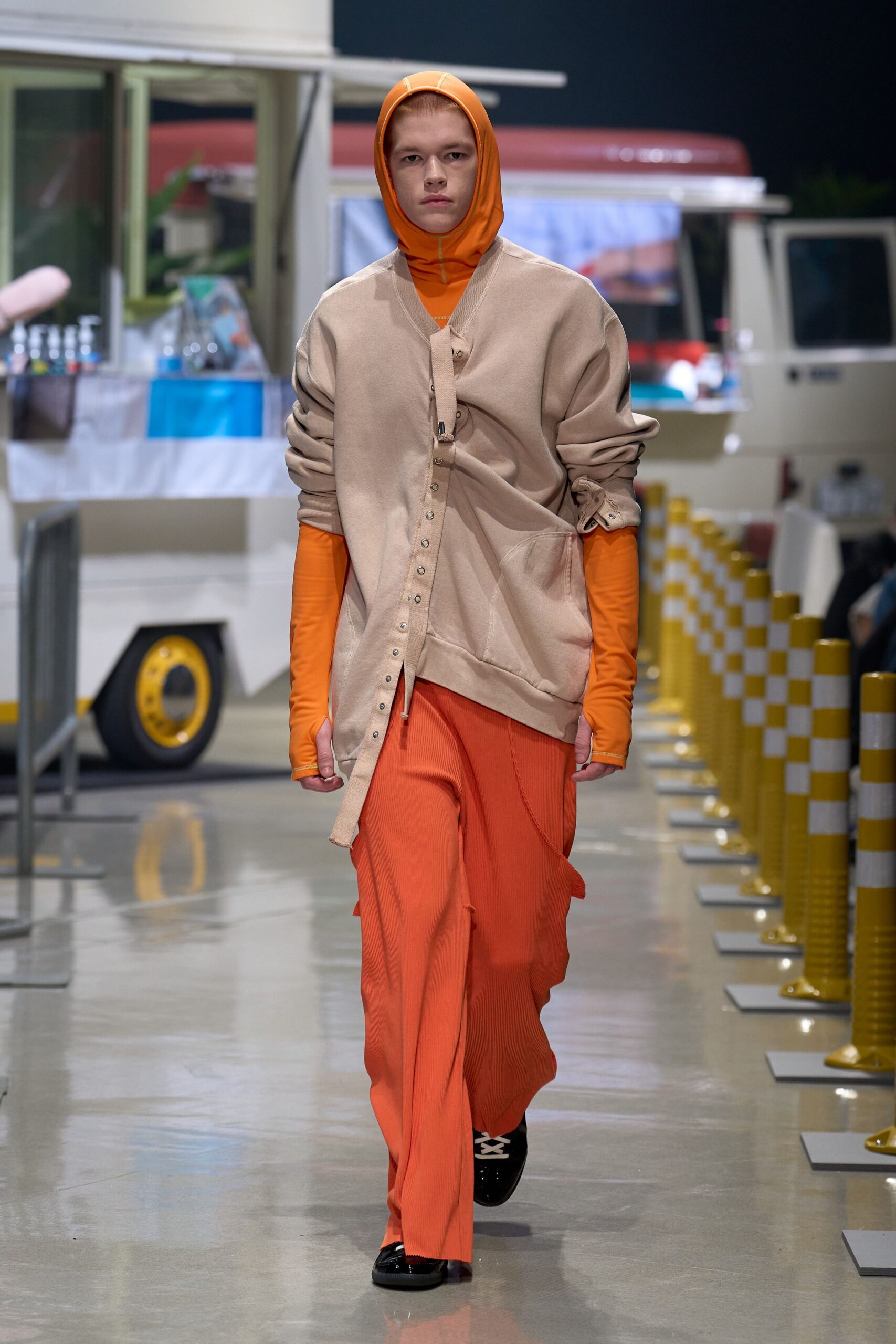 orange cotton relaxed pants