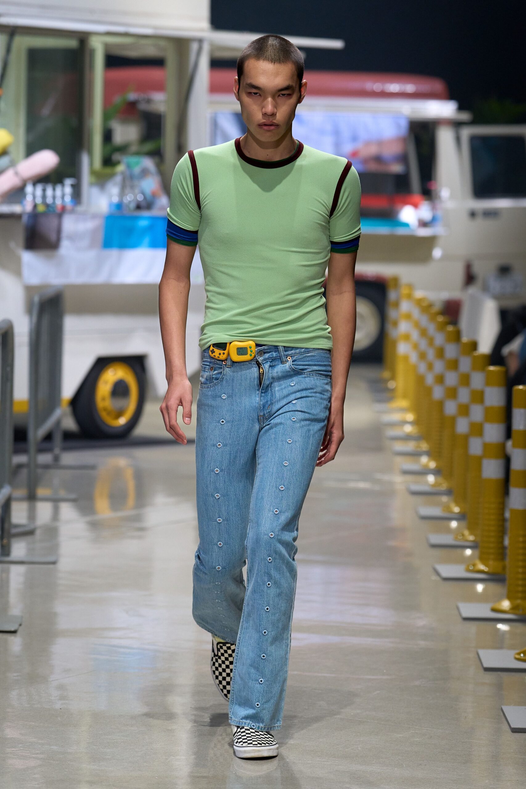 blue denim slim buttoned jeans