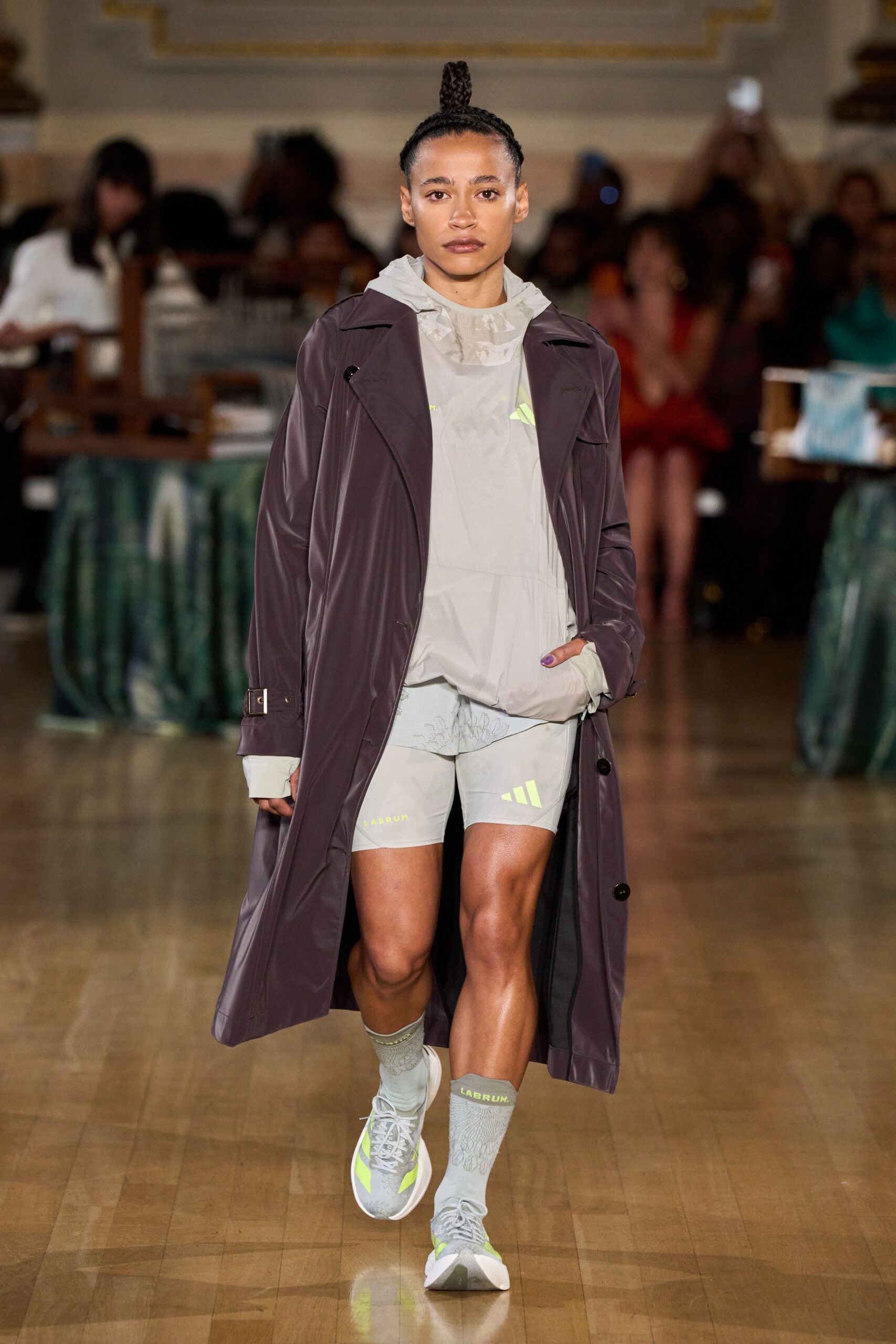 purple vinyl long-sleeve collared relaxed zippered coat
