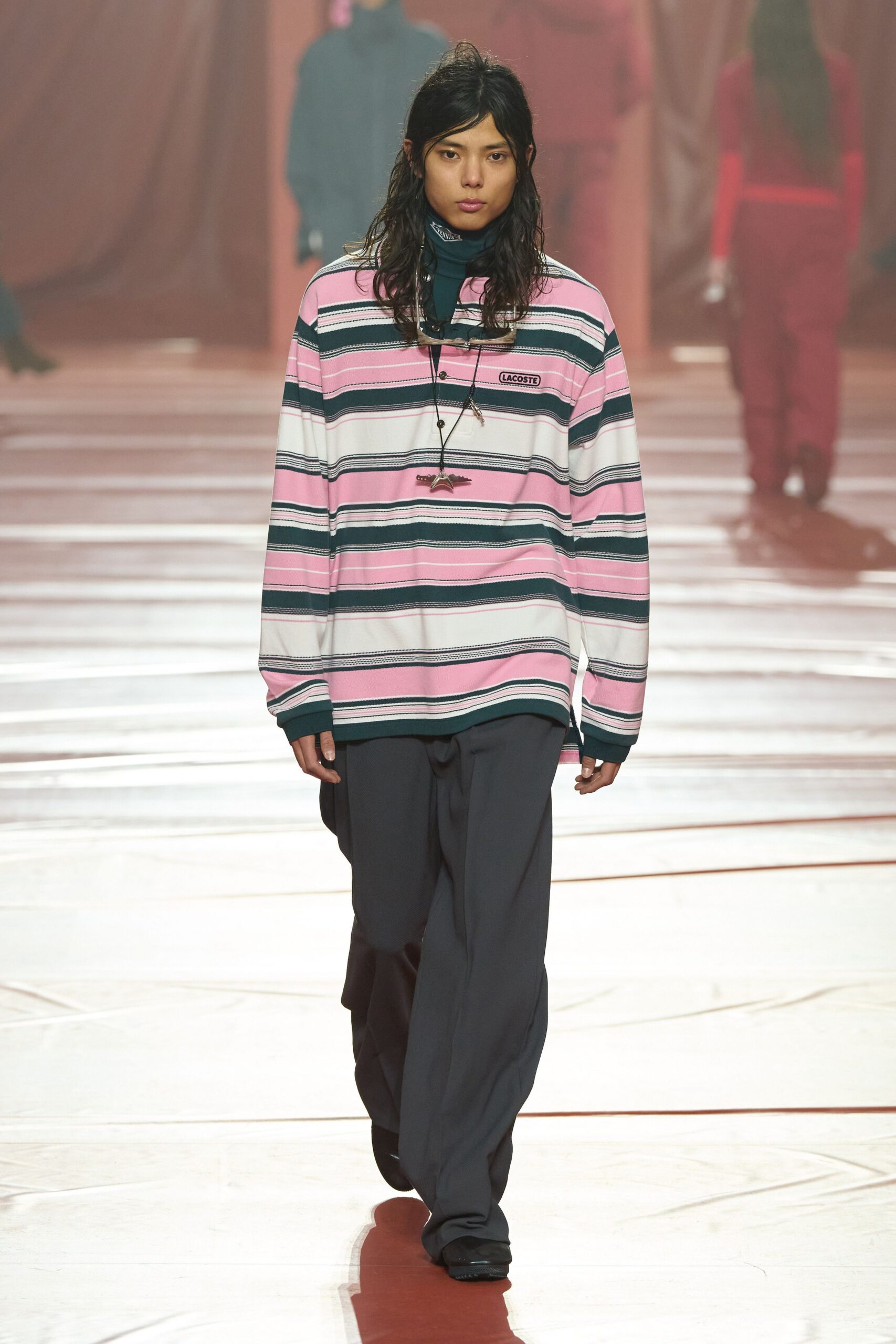 striped relaxed top with wide-leg pants
