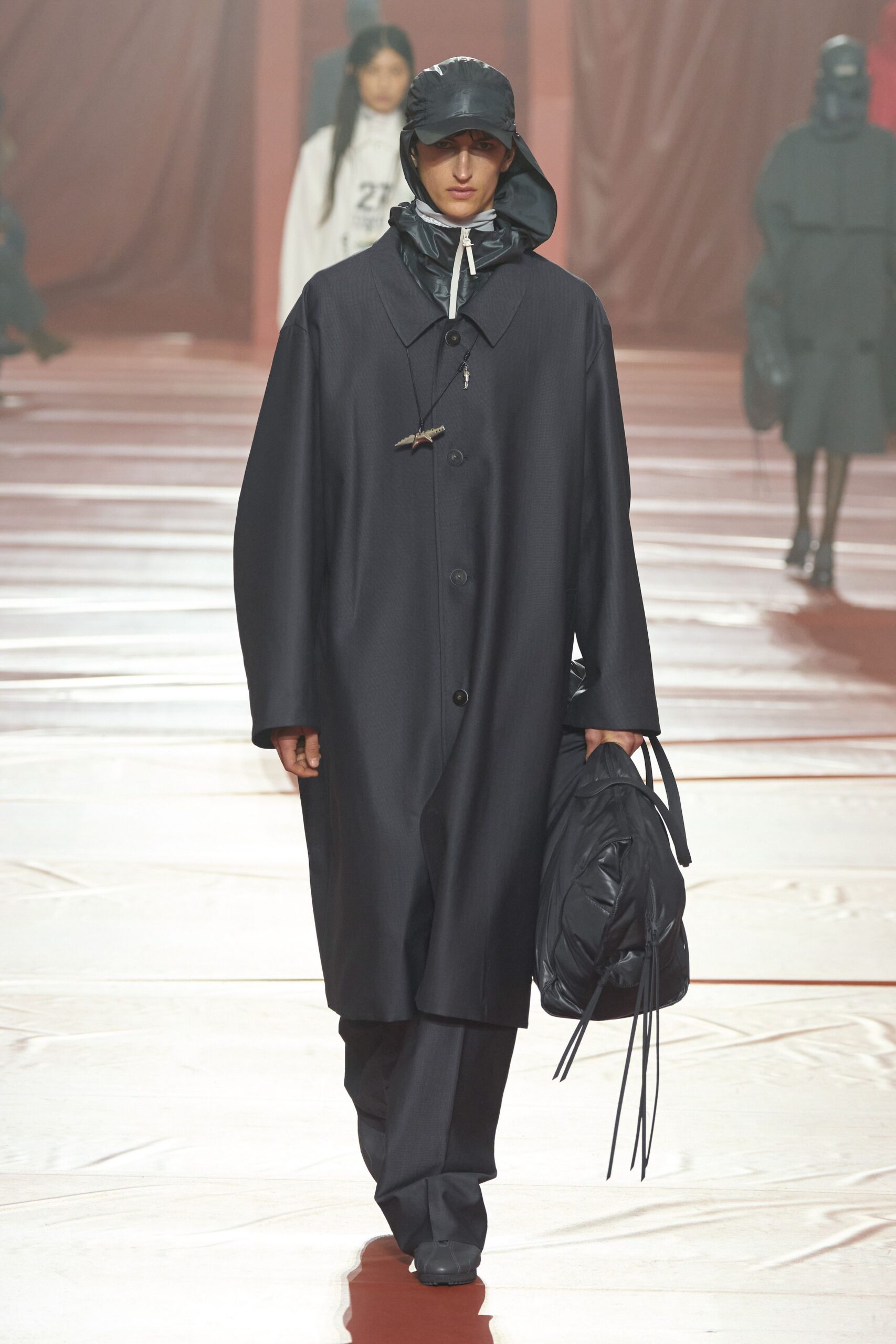 black relaxed coat and pants