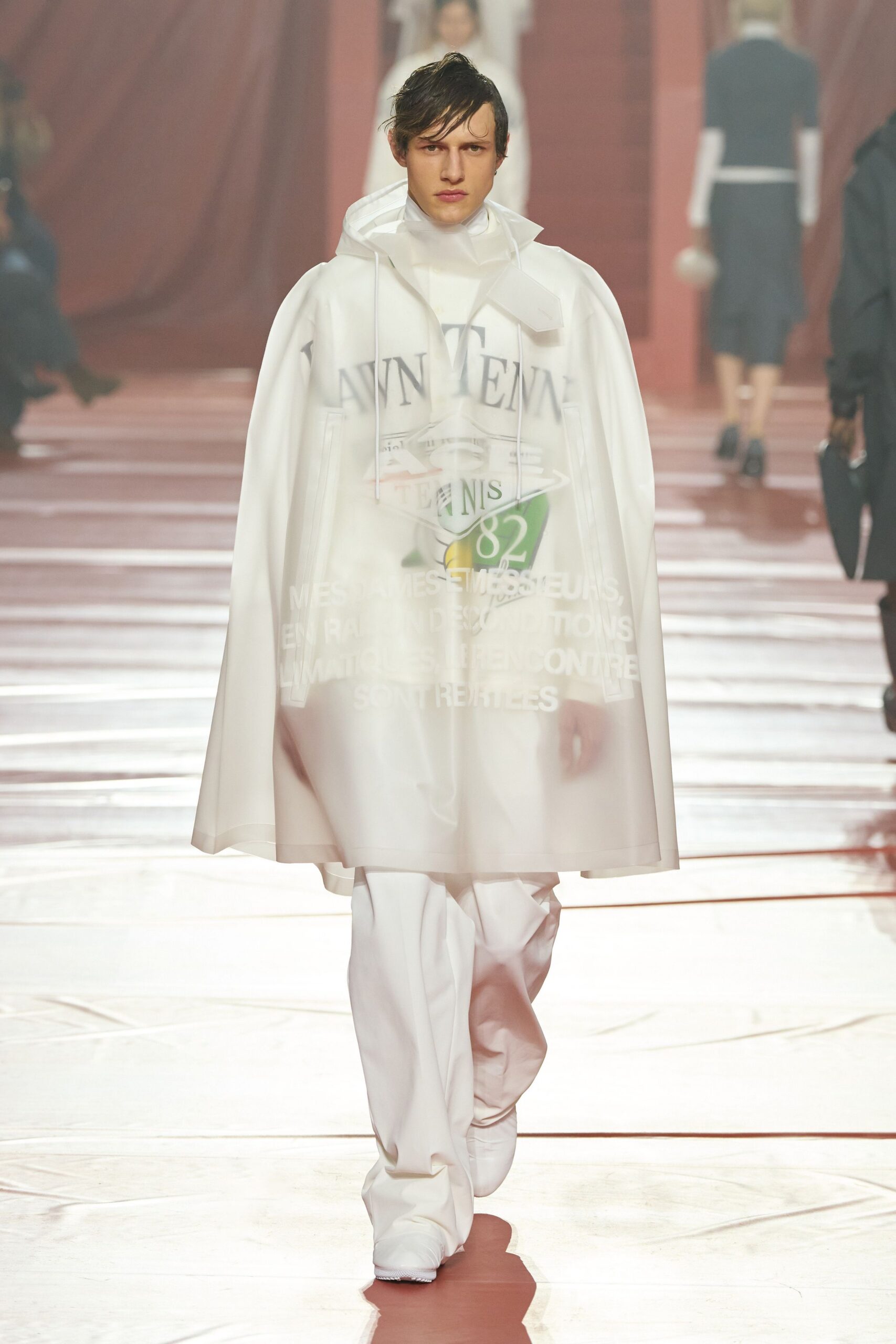 white vinyl sleeveless collared relaxed shiny cape