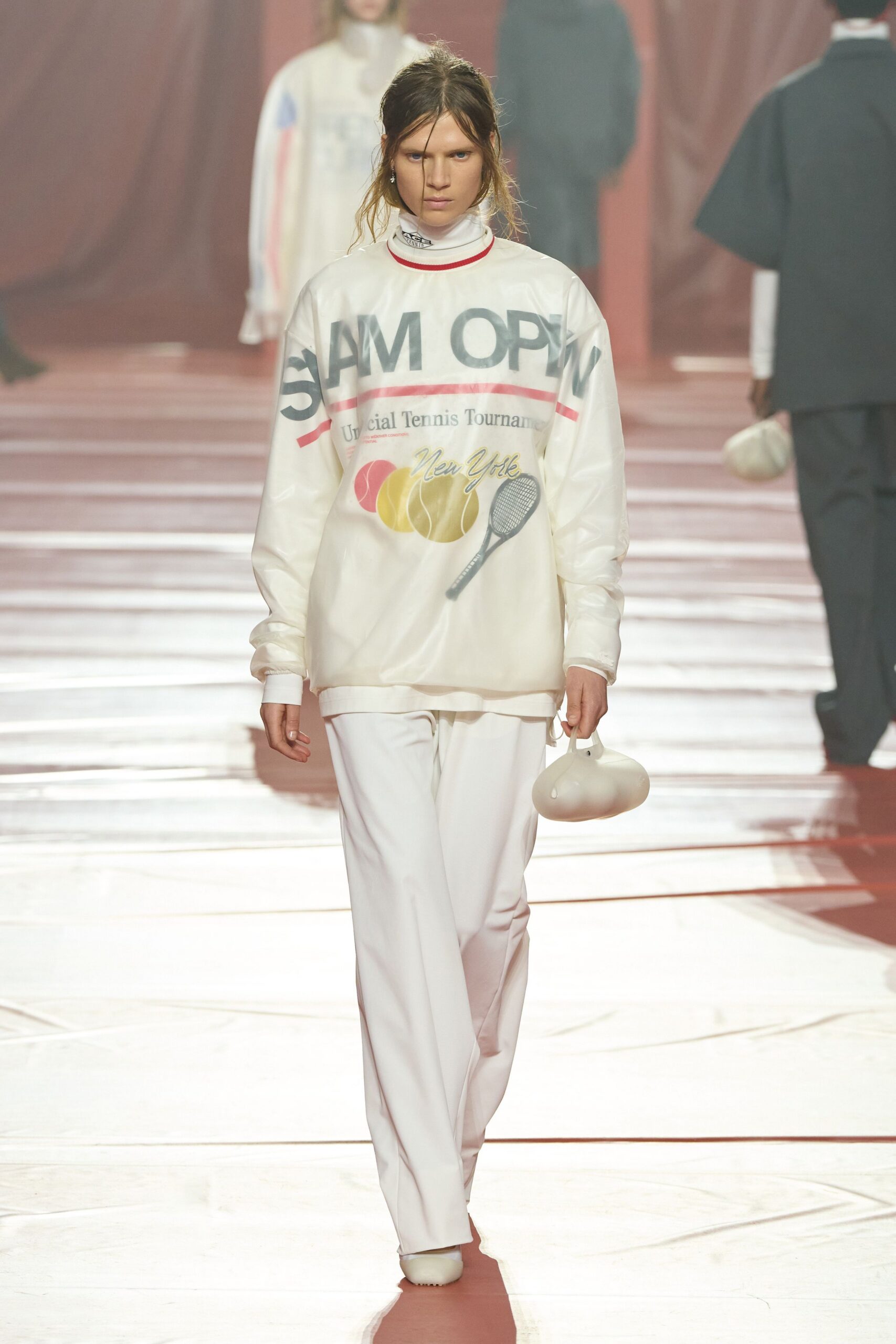 white relaxed top with pants