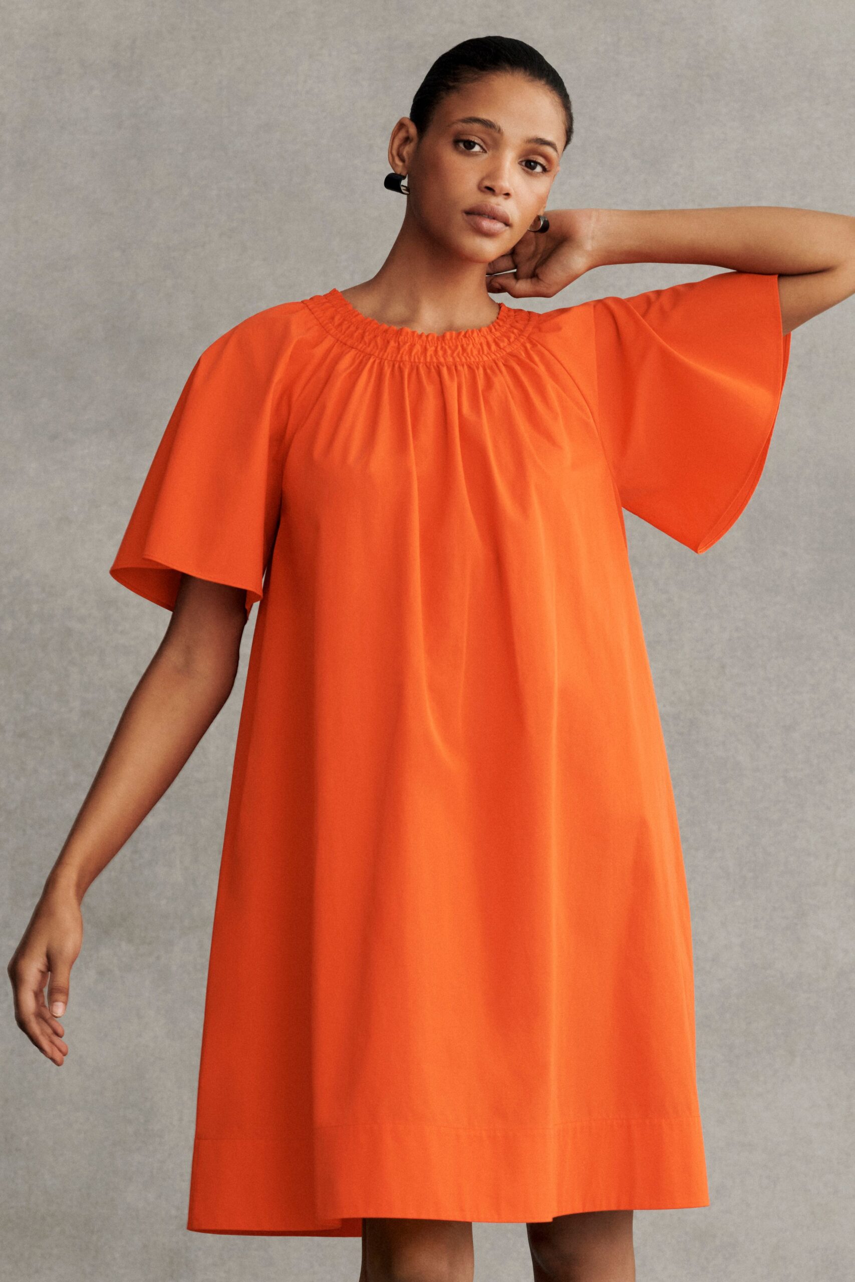 relaxed orange cotton dress