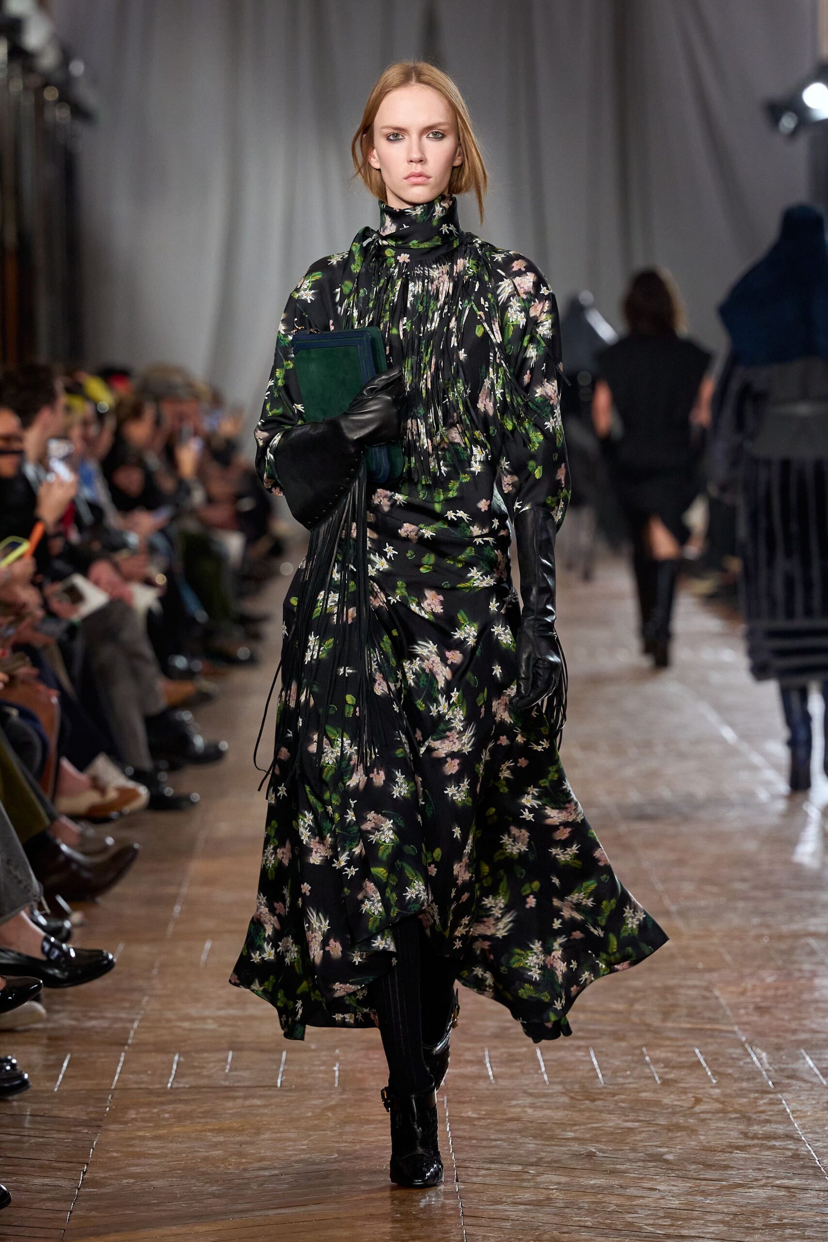 floral maxi dress with gloves