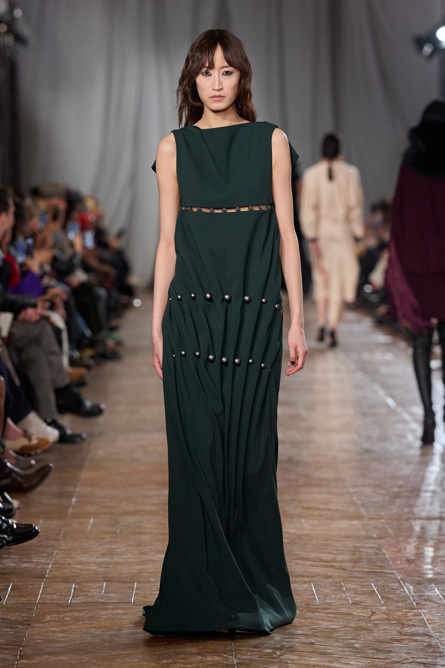 green silk sleeveless dress