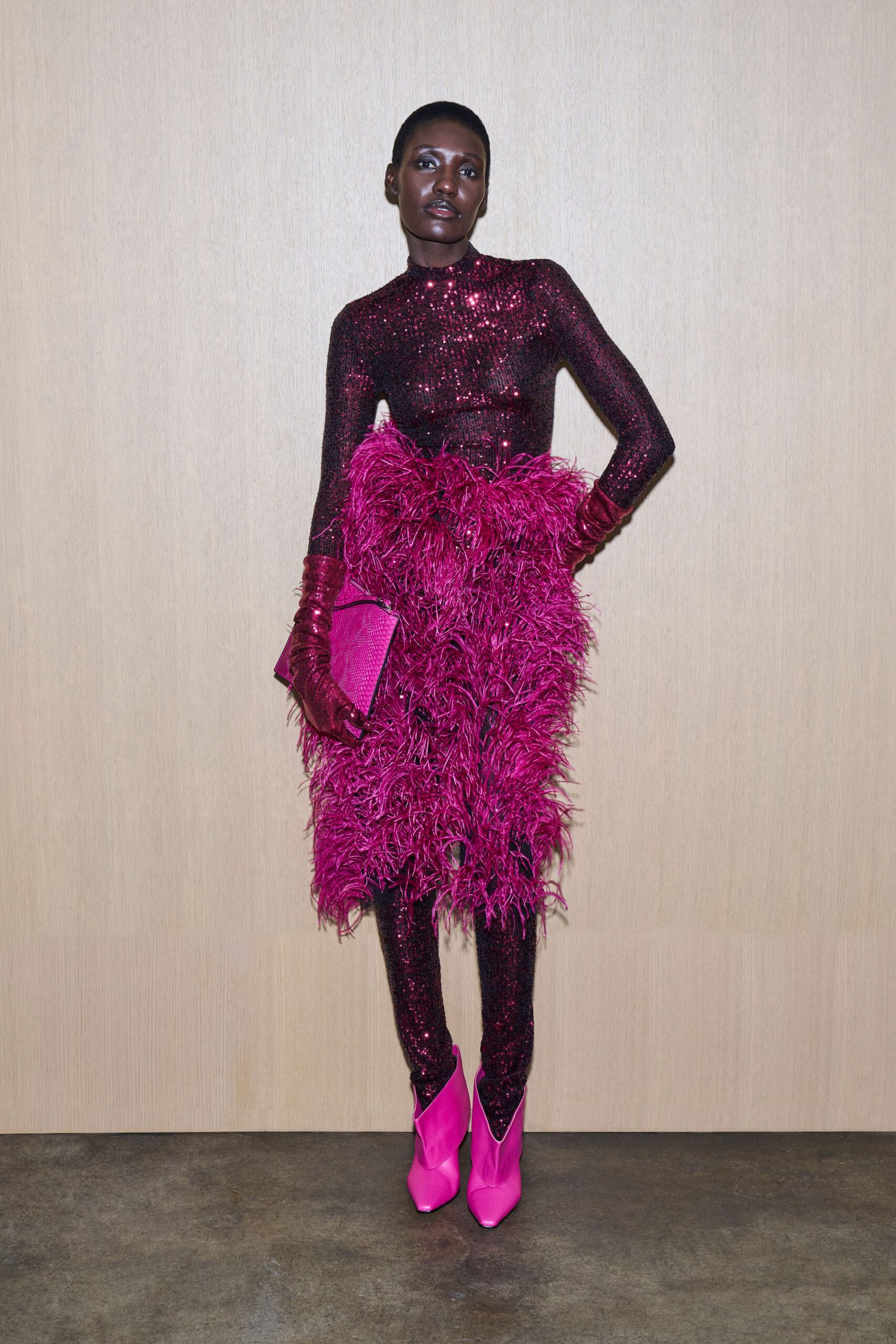 pink sequined mini dress