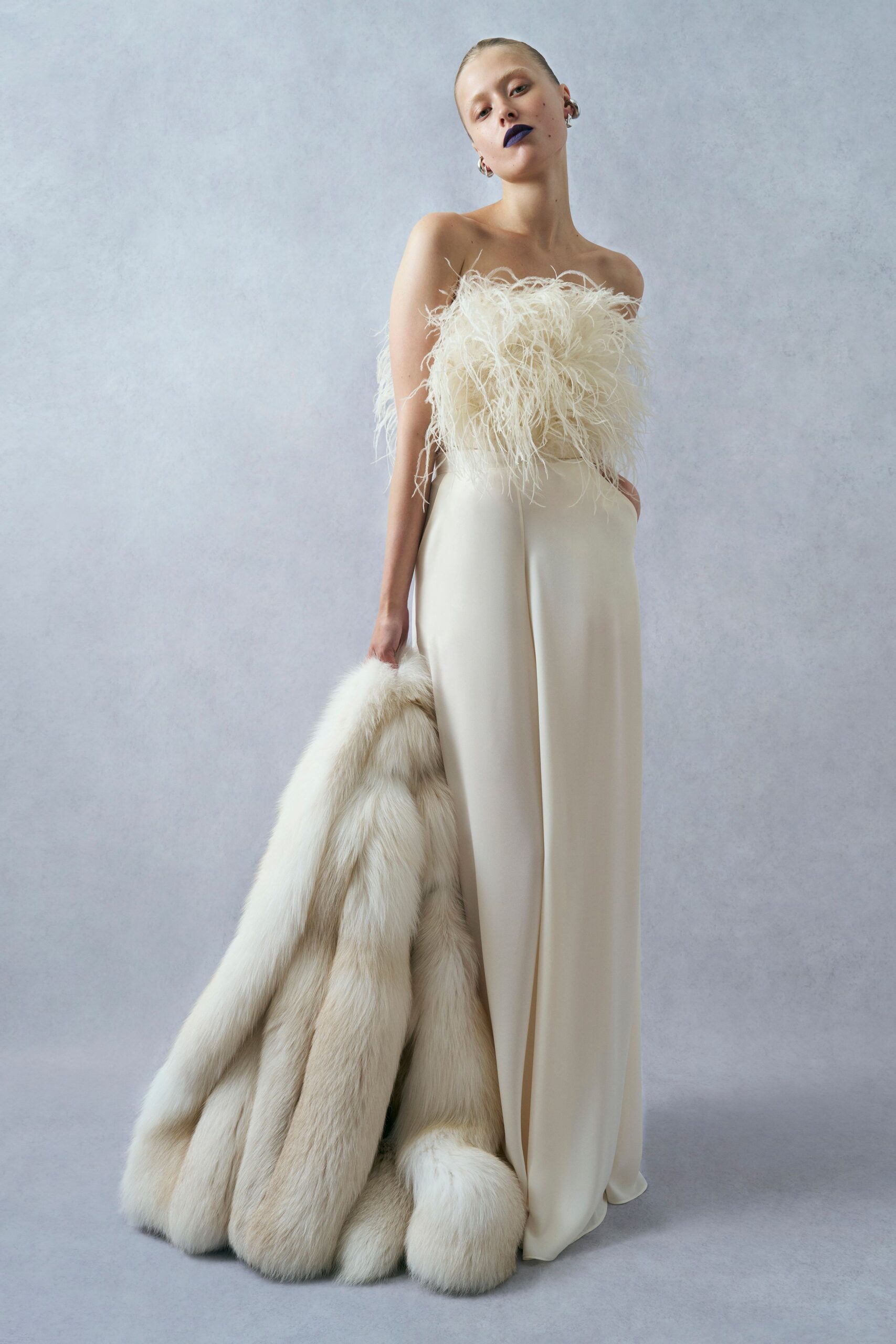 white fur relaxed cape