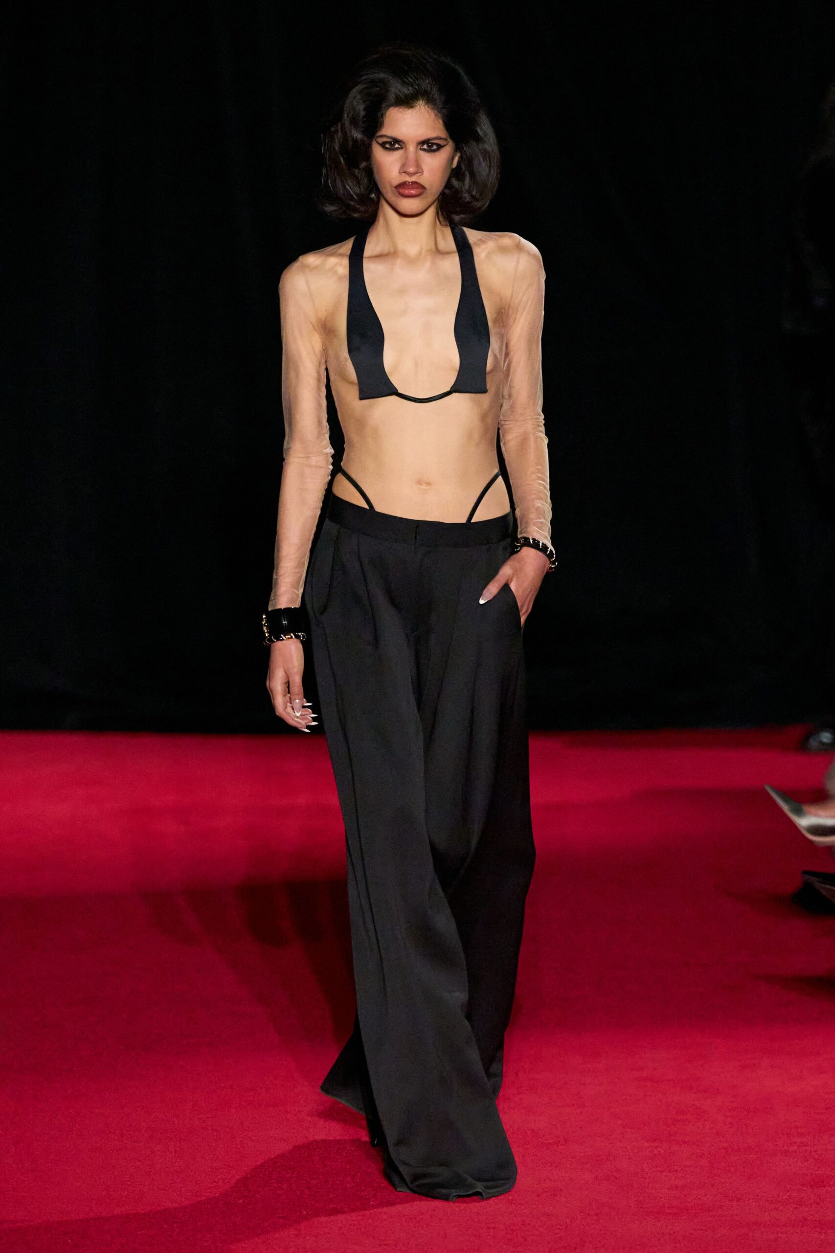 black silk top and pants