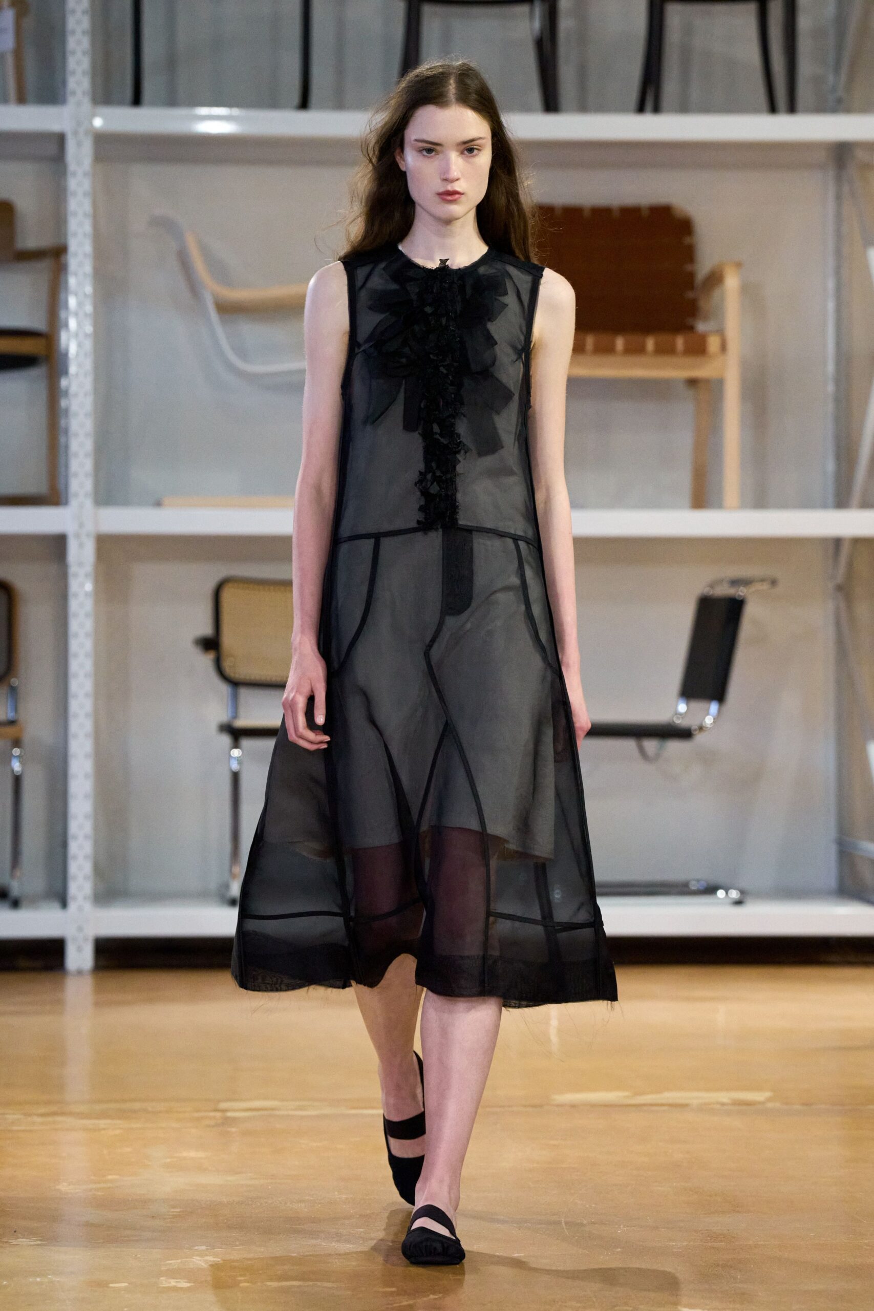 black silk sleeveless midi dress