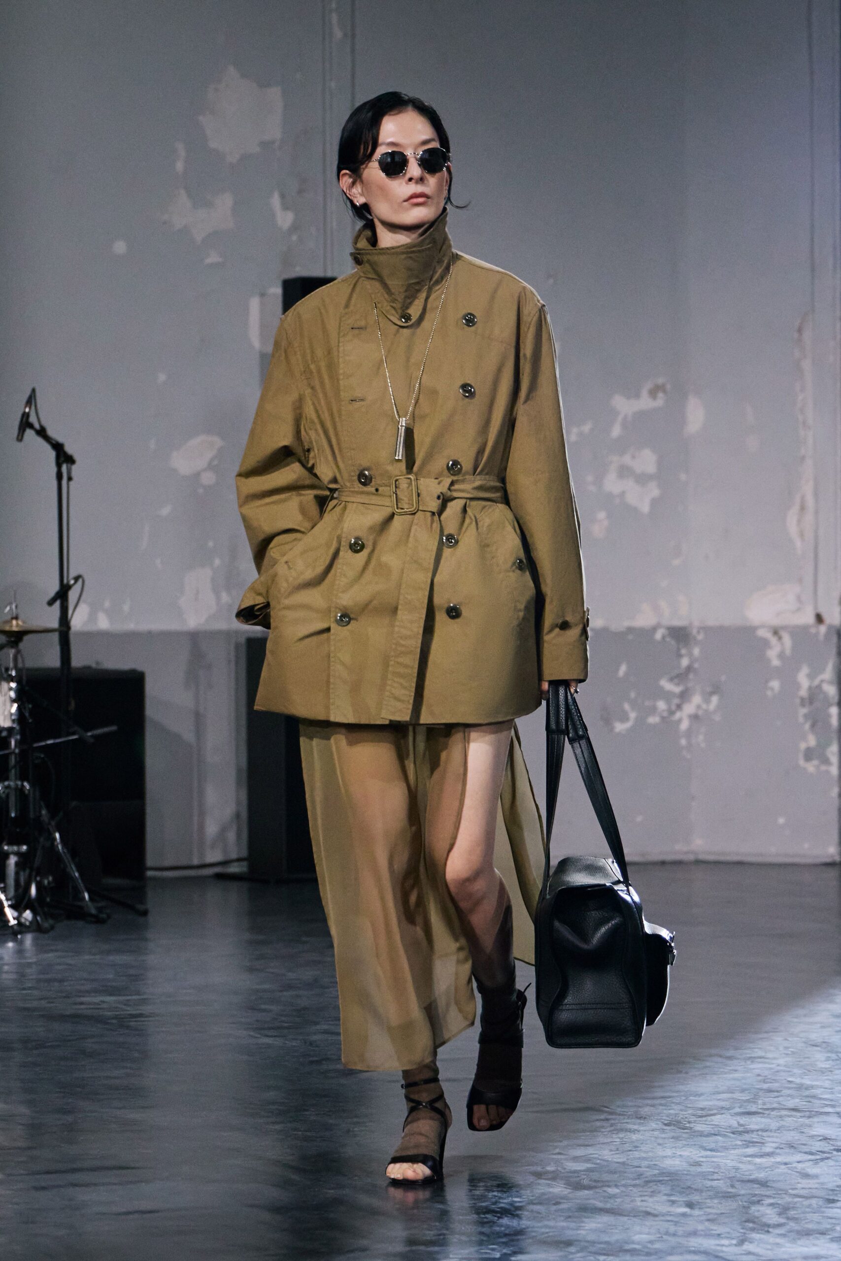 beige cotton long-sleeve collared oversized buttoned midi coat