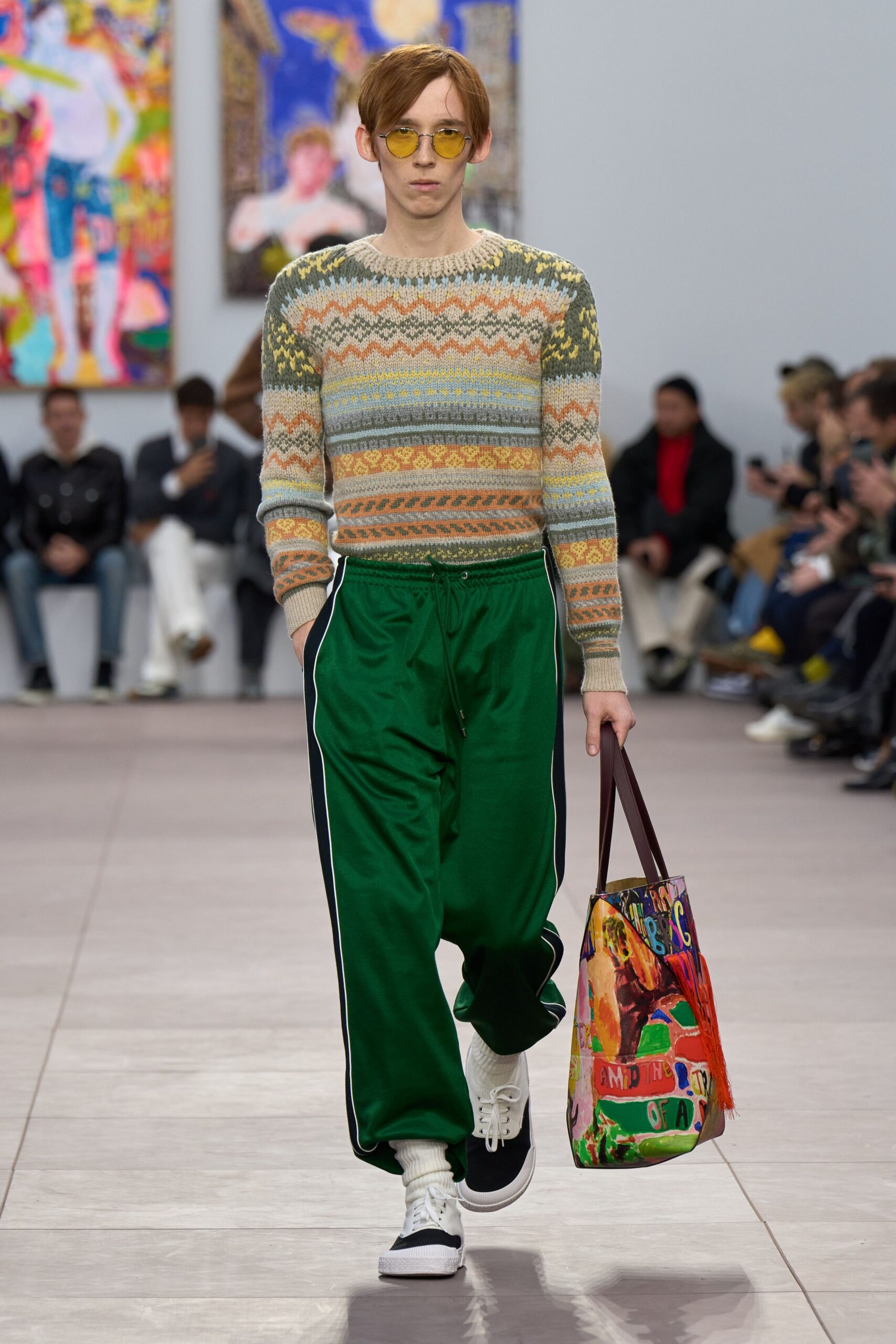 green cotton relaxed zippered pants