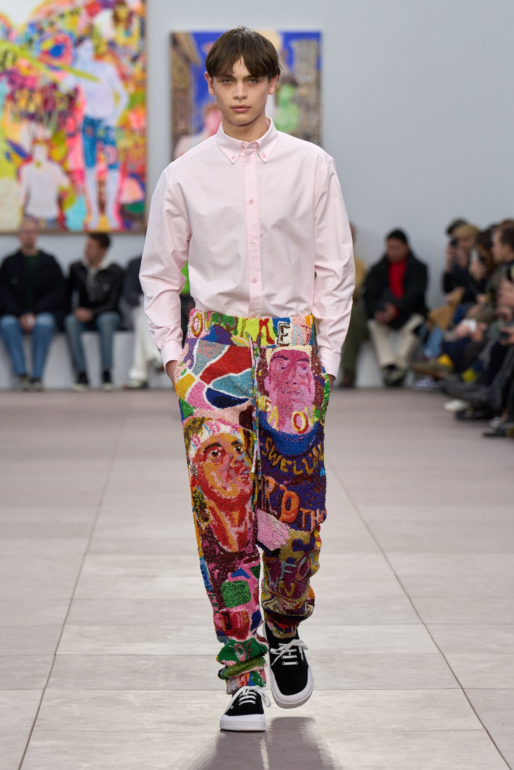 multi cotton relaxed embroidered pants