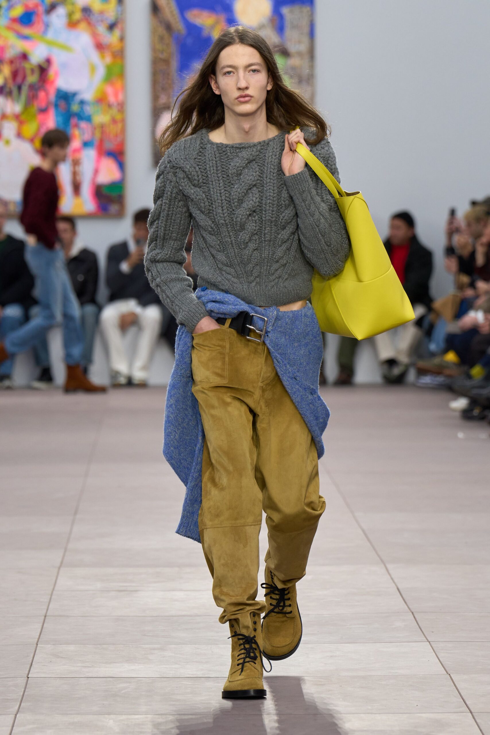 beige suede relaxed cargo pants