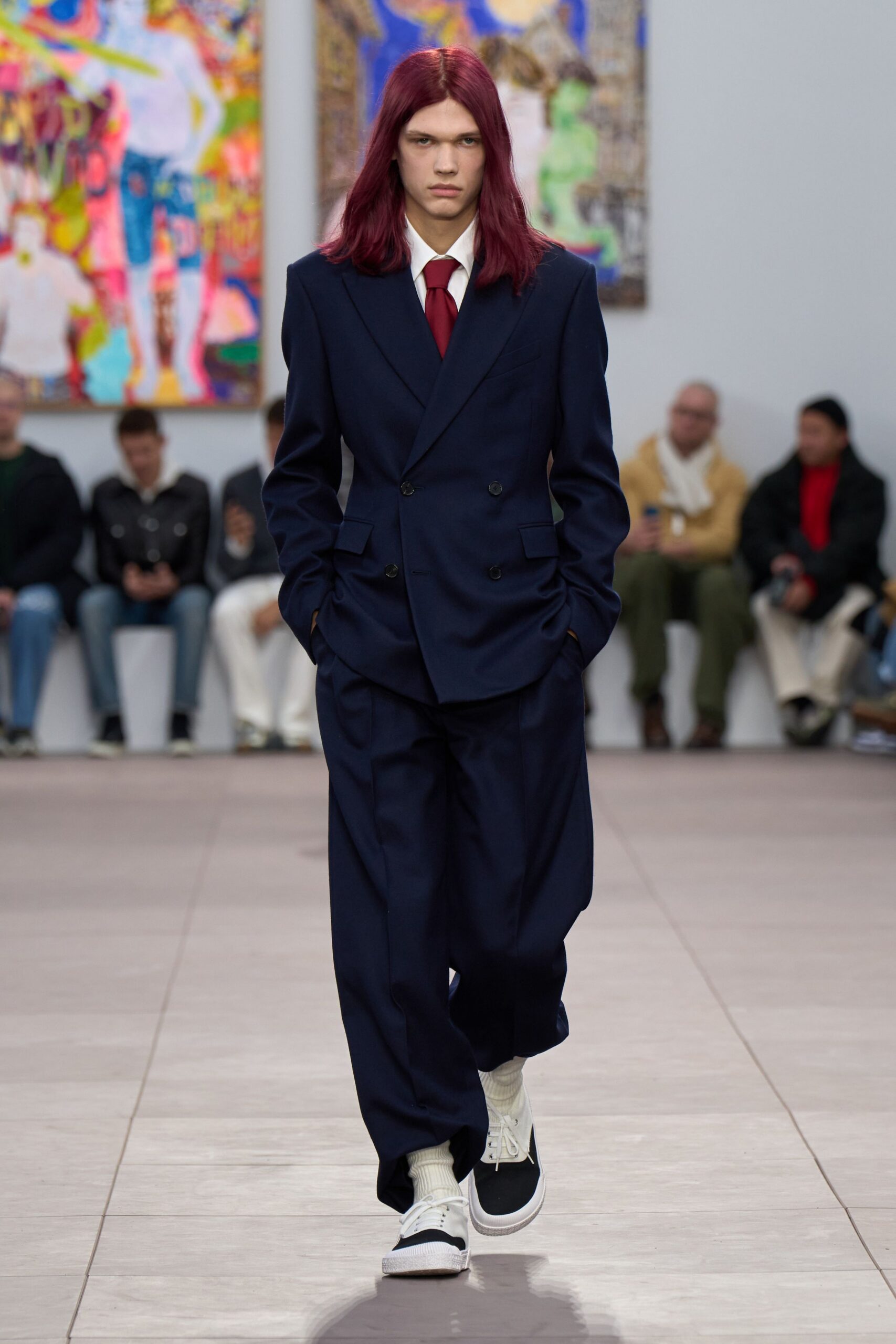 navy suit with white shirt