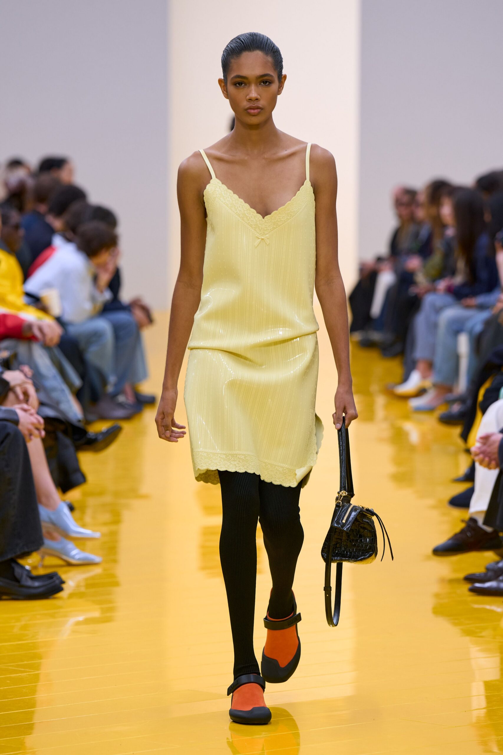 yellow silk mini dress