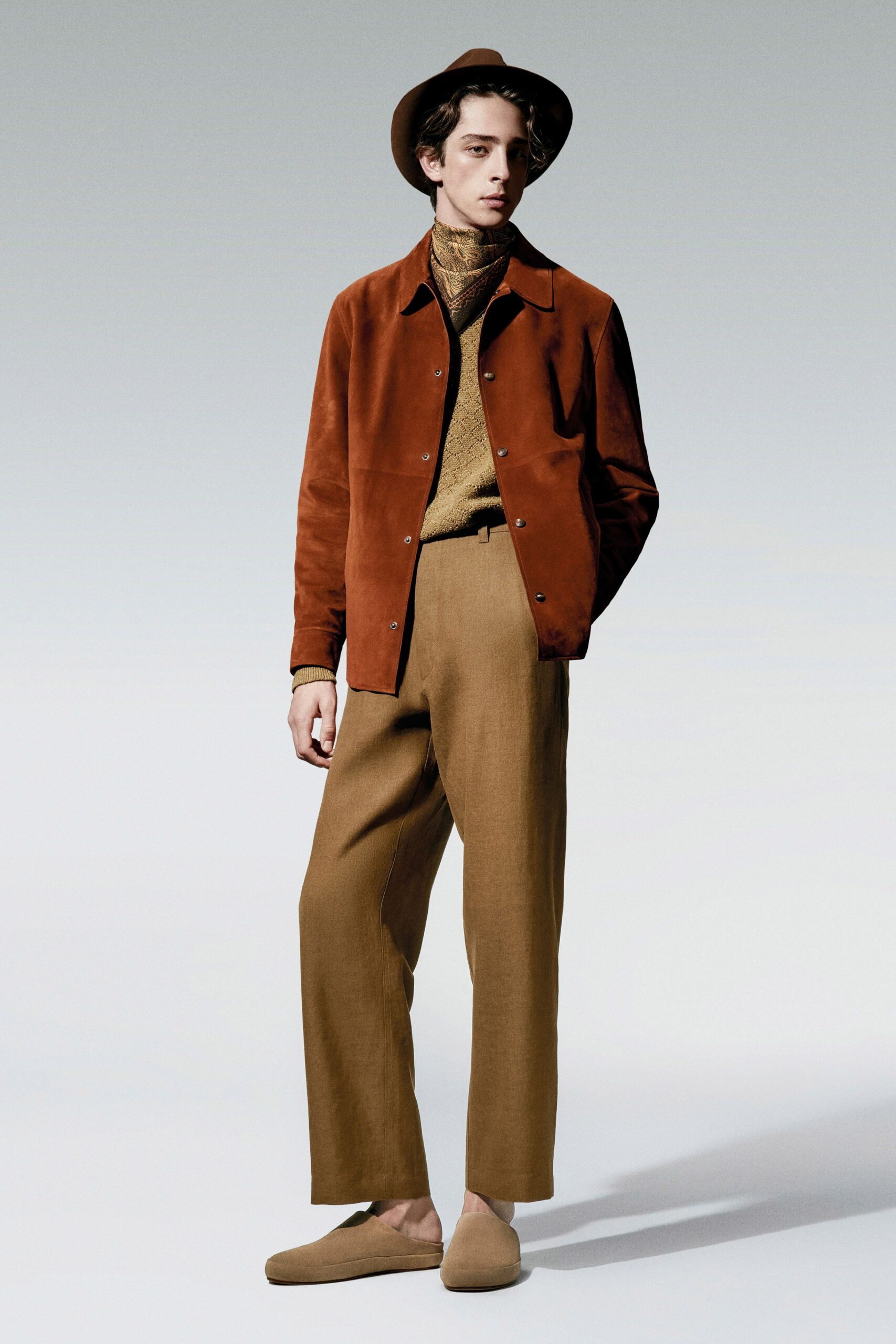 beige linen relaxed wide-leg pants