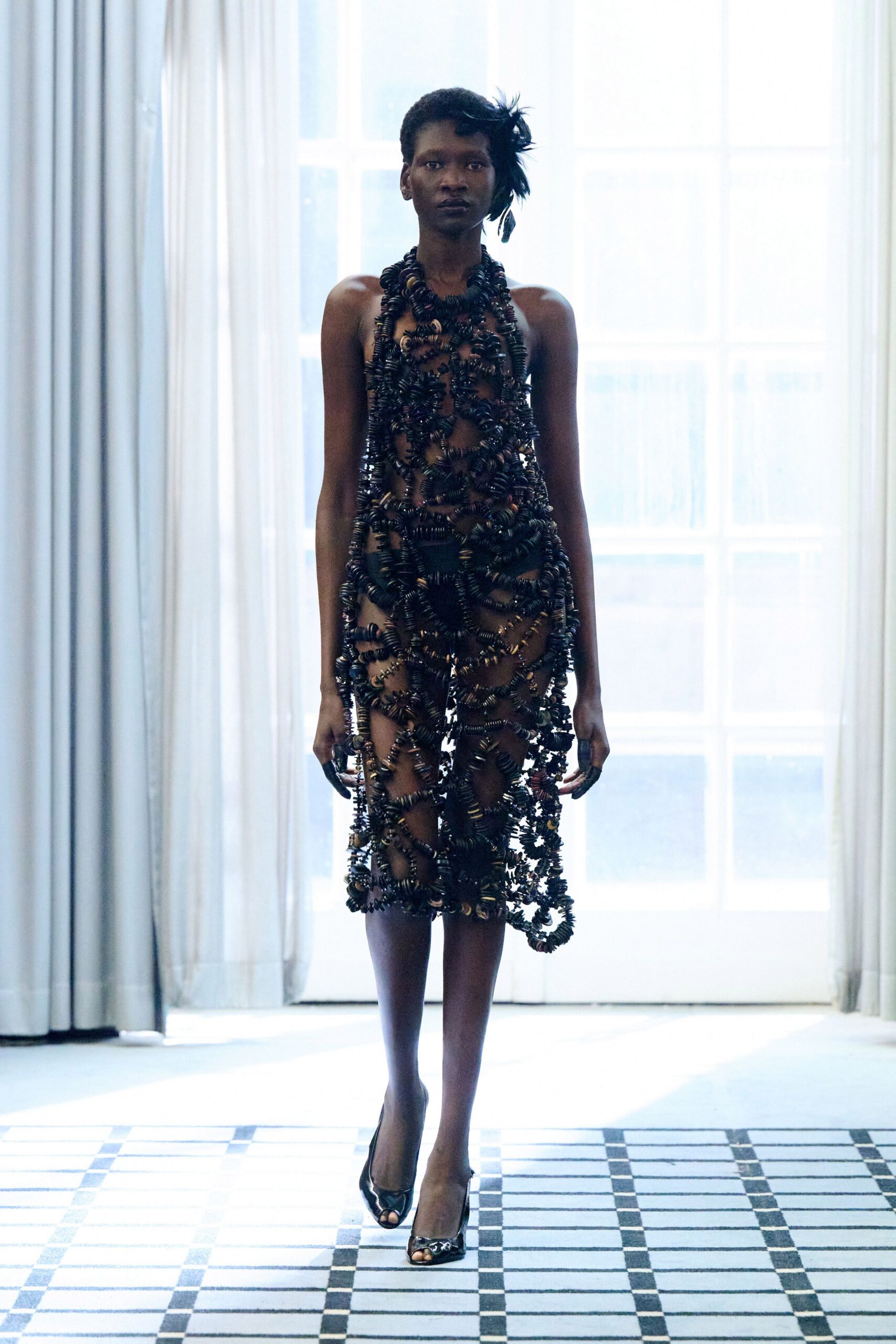 black lace sleeveless v-neck fitted embroidered layered dress