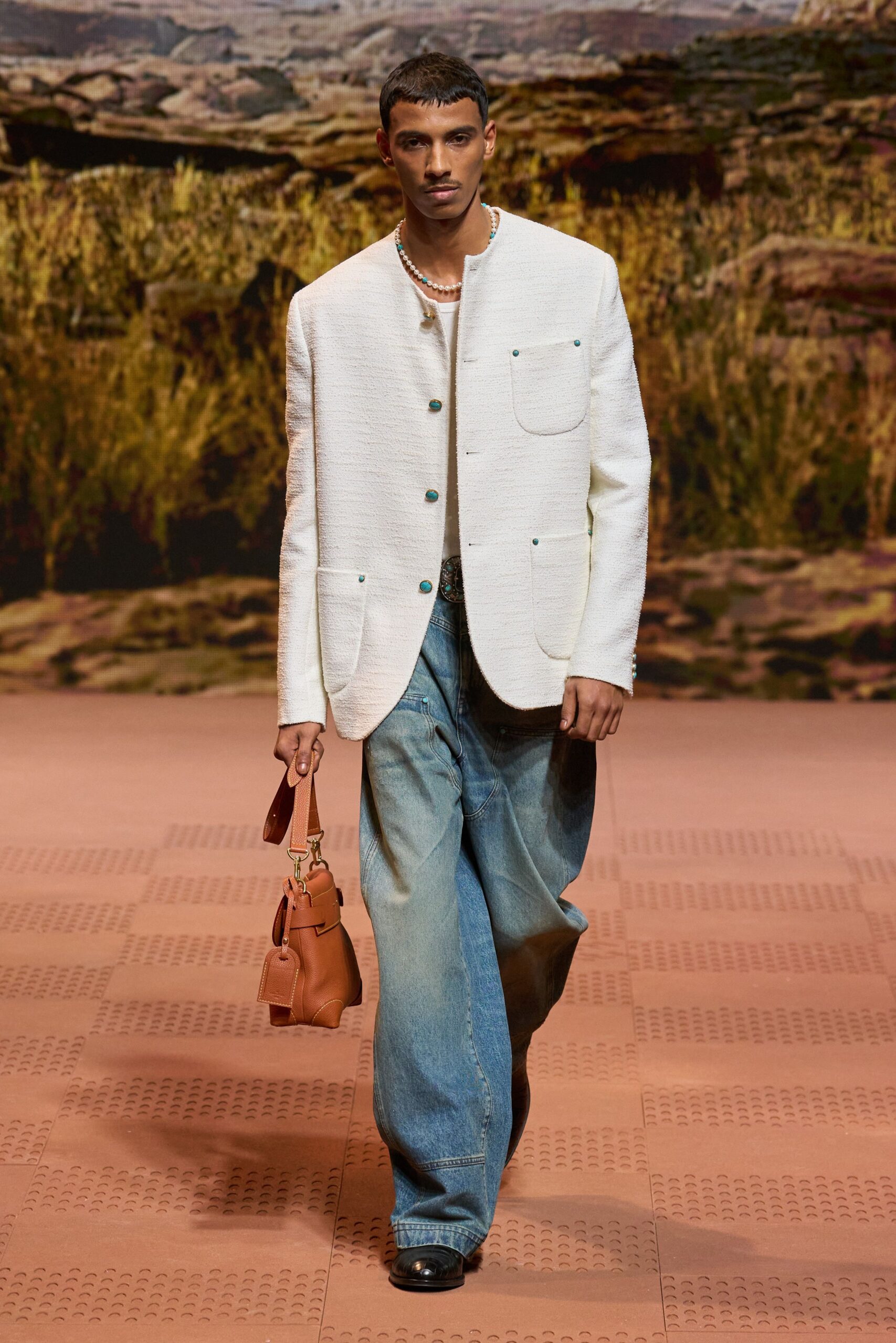 white cotton long-sleeve collared structured buttoned blazer
