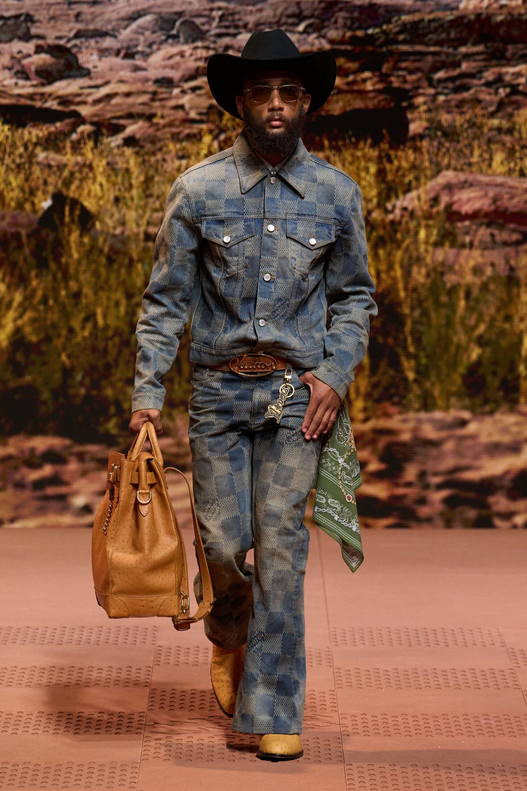 blue denim fitted checked flared pants