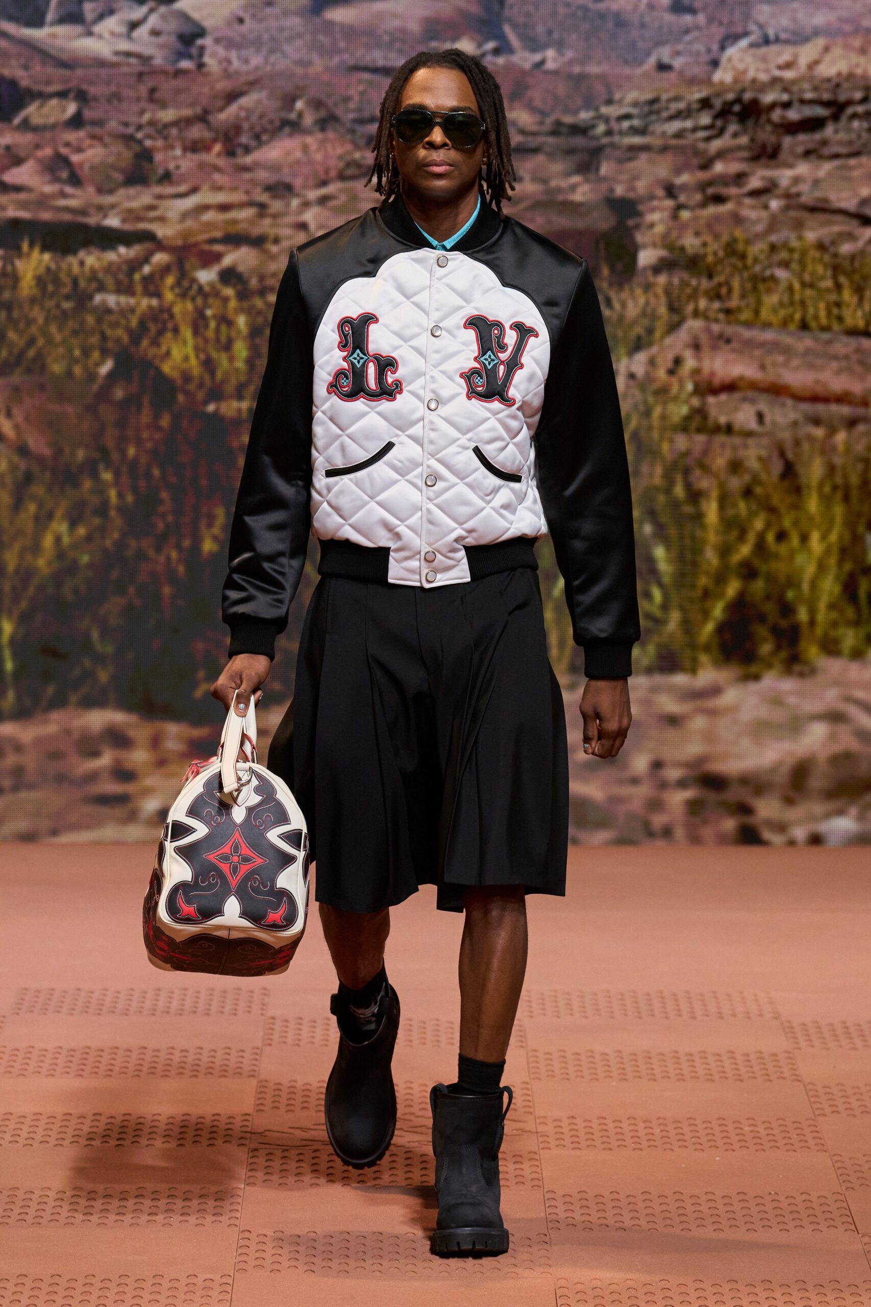 white leather printed bag