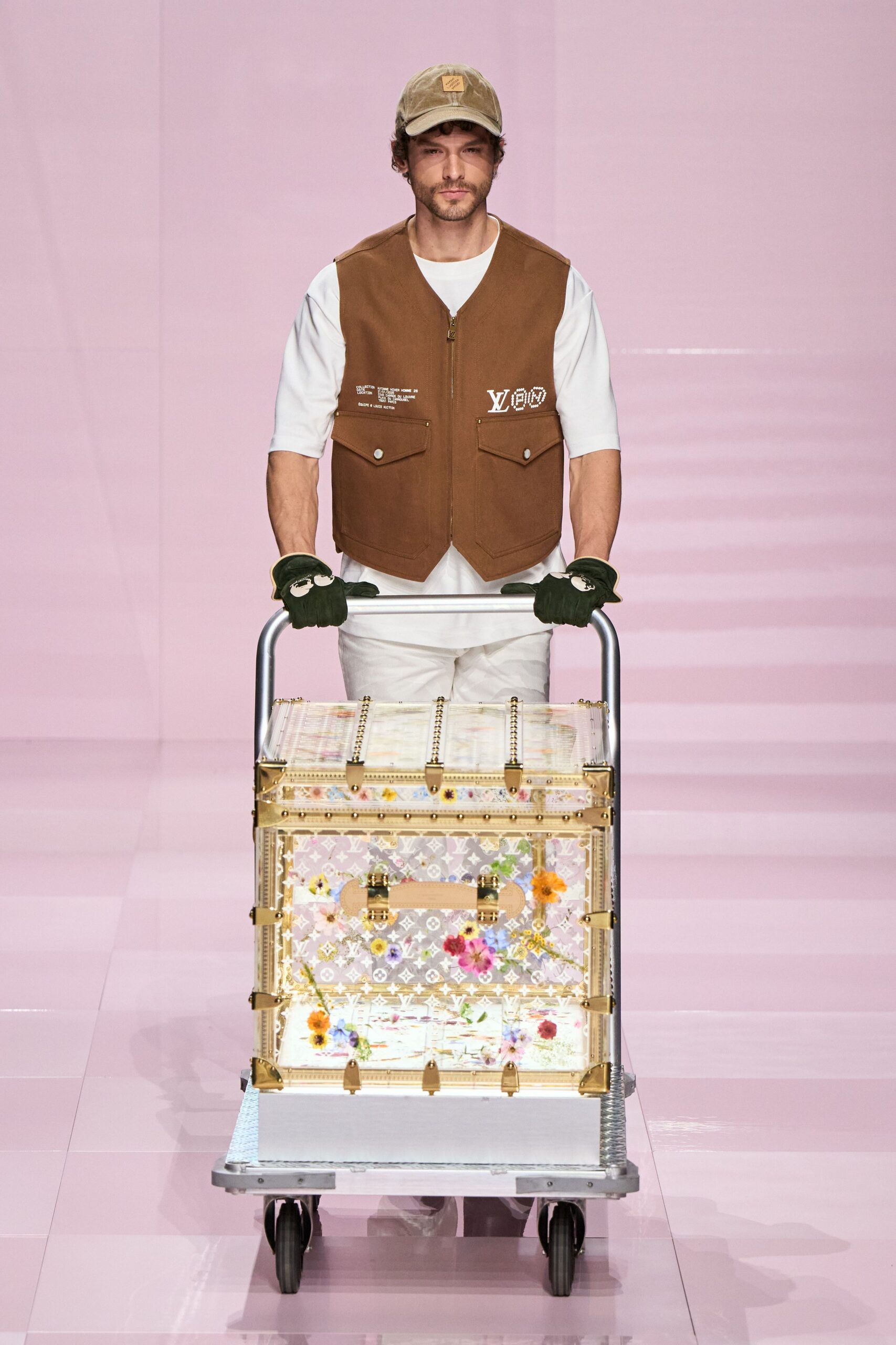 brown cotton vest with white shirt and pants