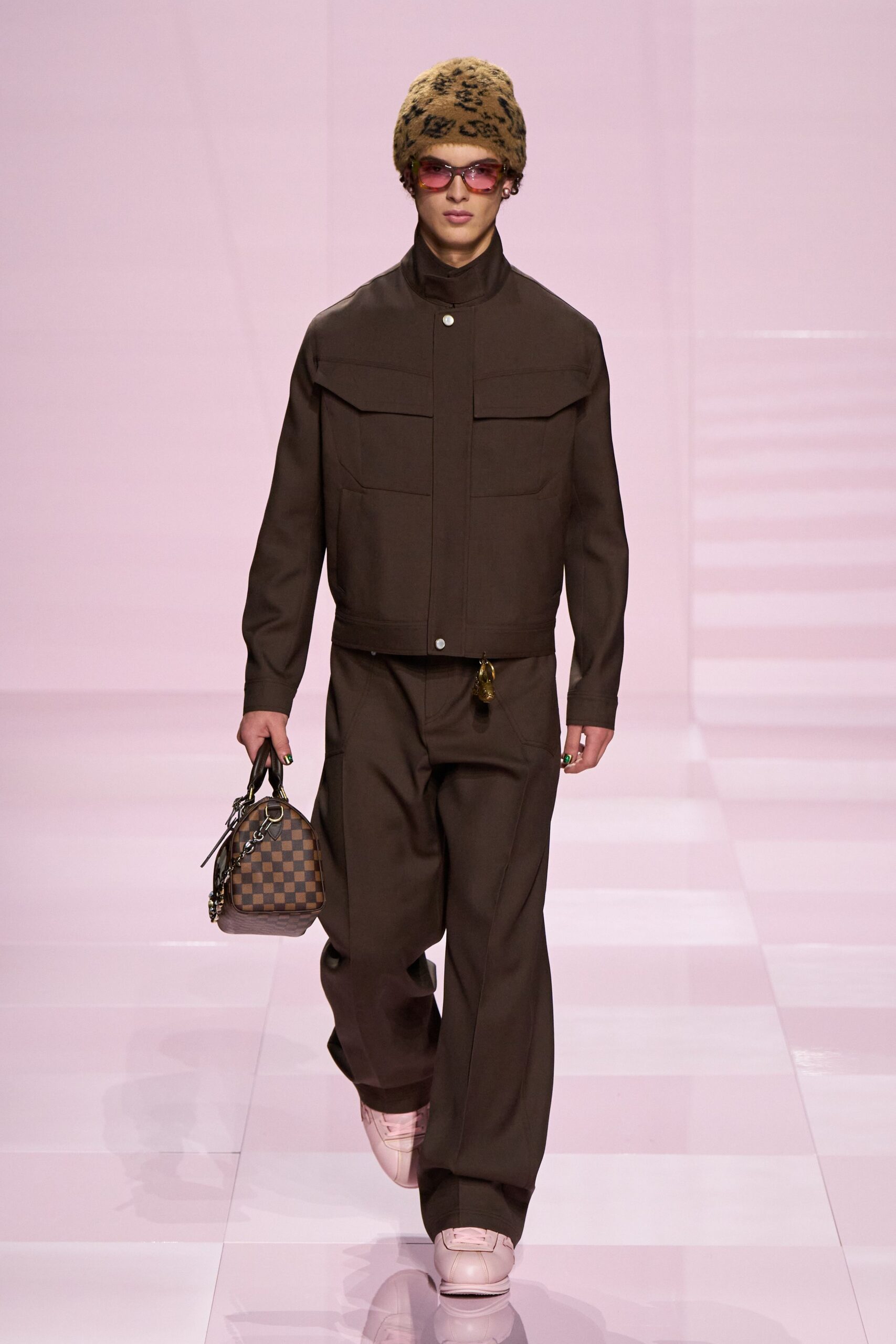 brown leather printed bag