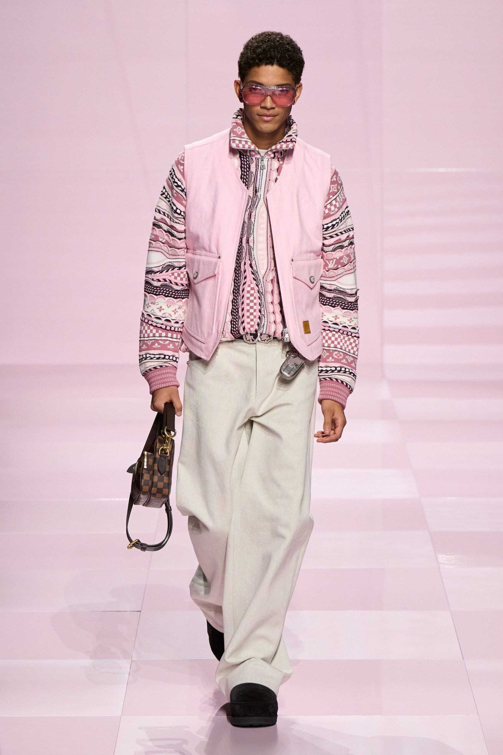 pink cotton collared relaxed zippered vest