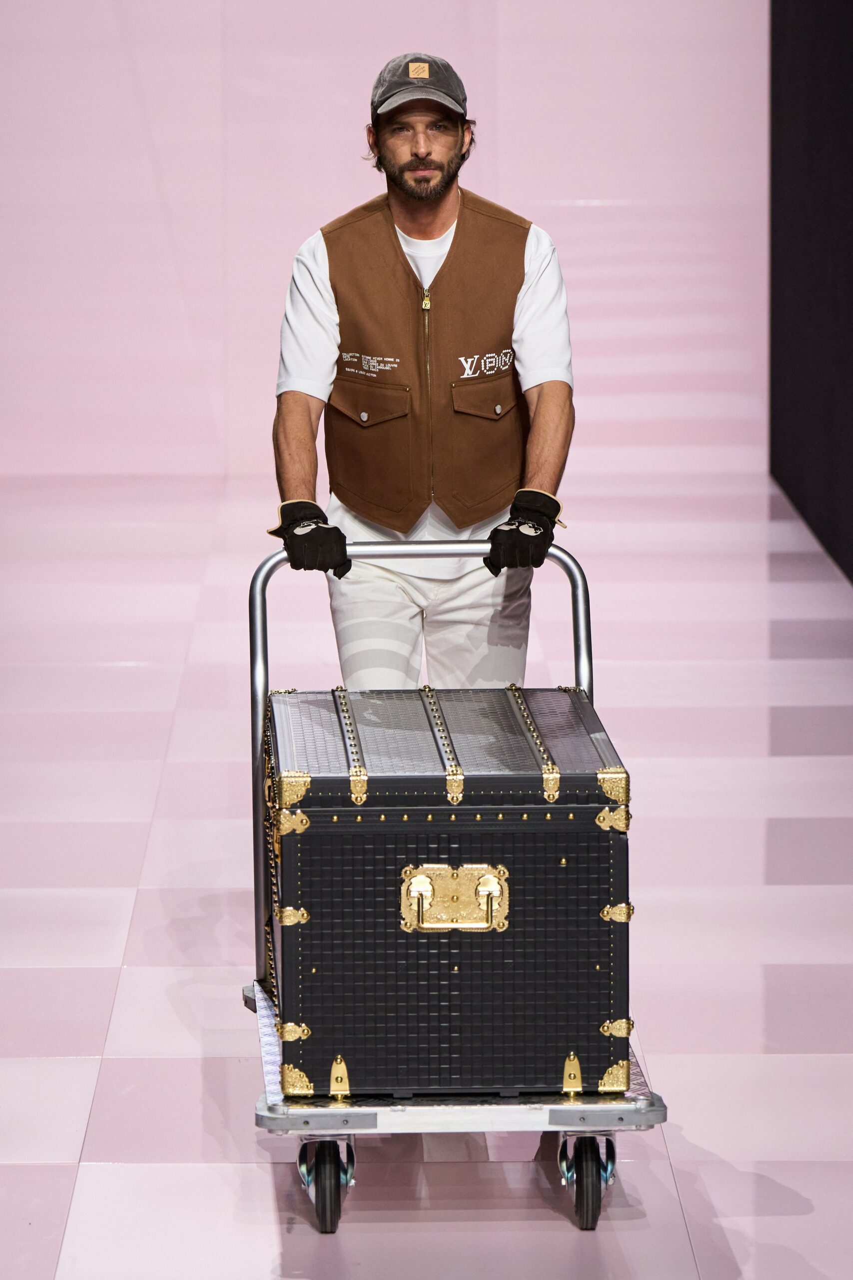 brown vest white shirt pants