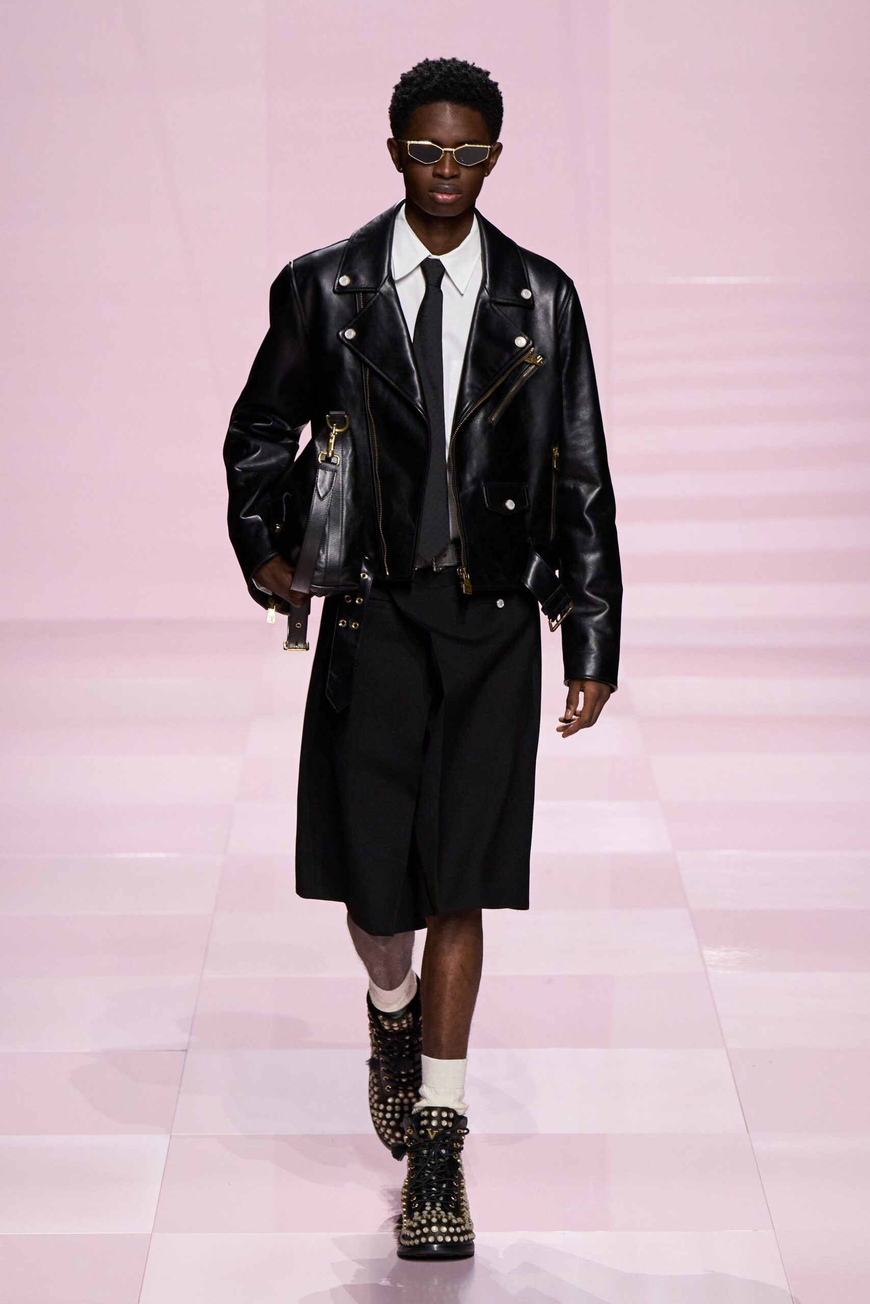 black leather jacket with white shirt