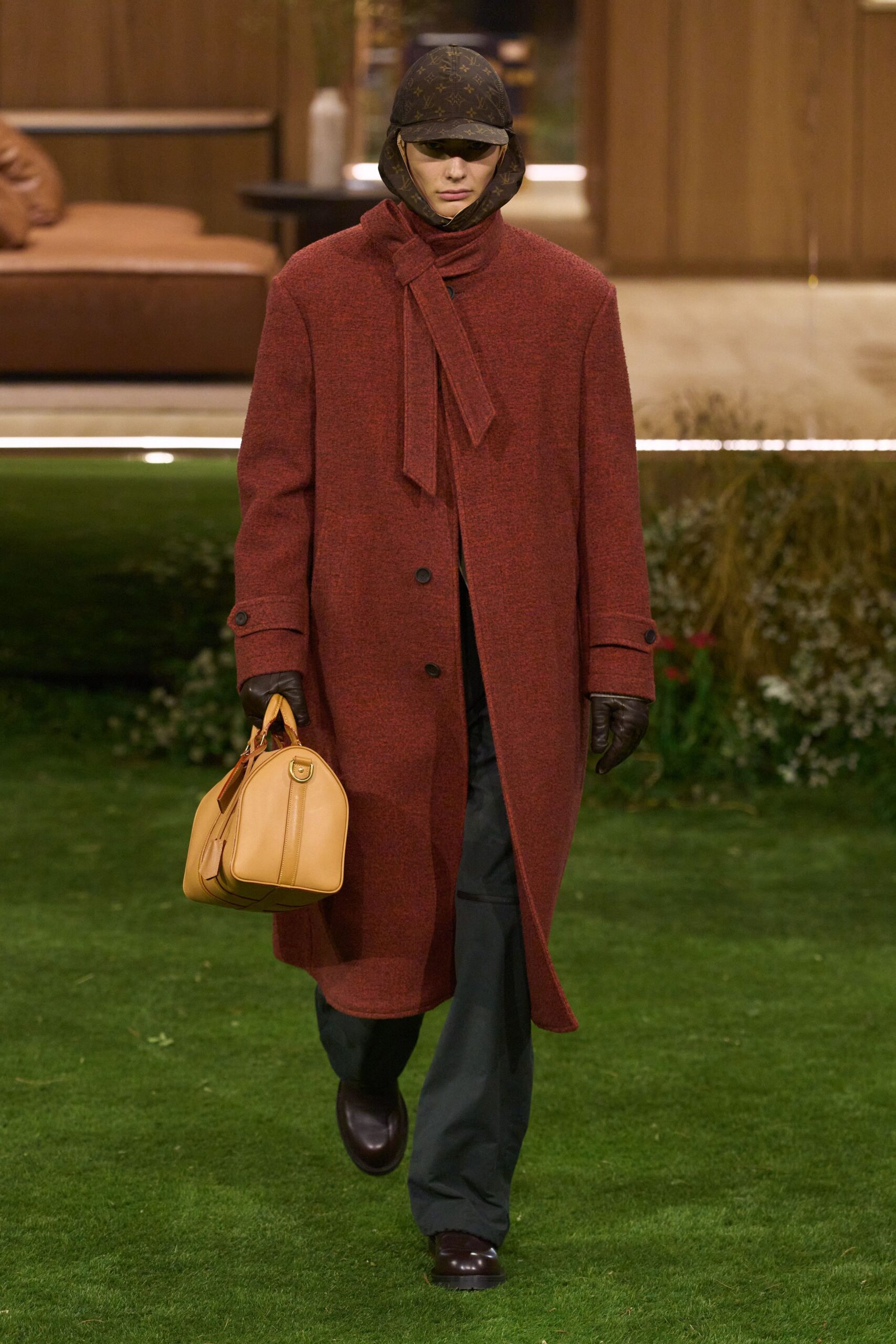 brown leather gloves