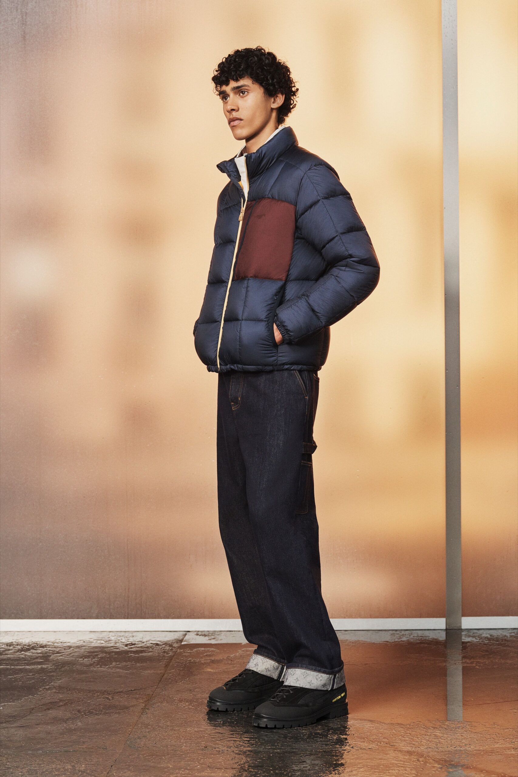 blue jersey long-sleeve relaxed zippered color-blocked jacket