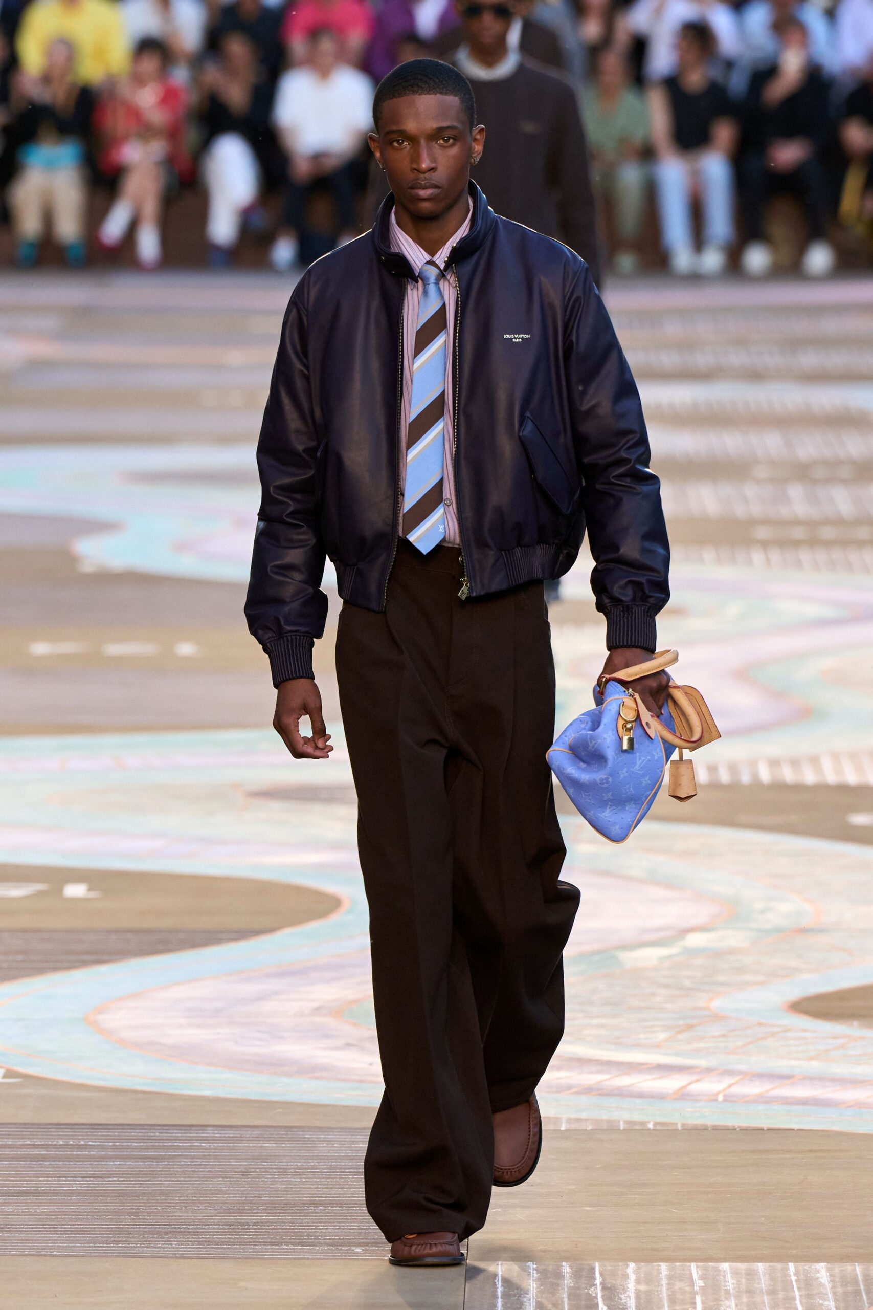 navy jacket white shirt black pants