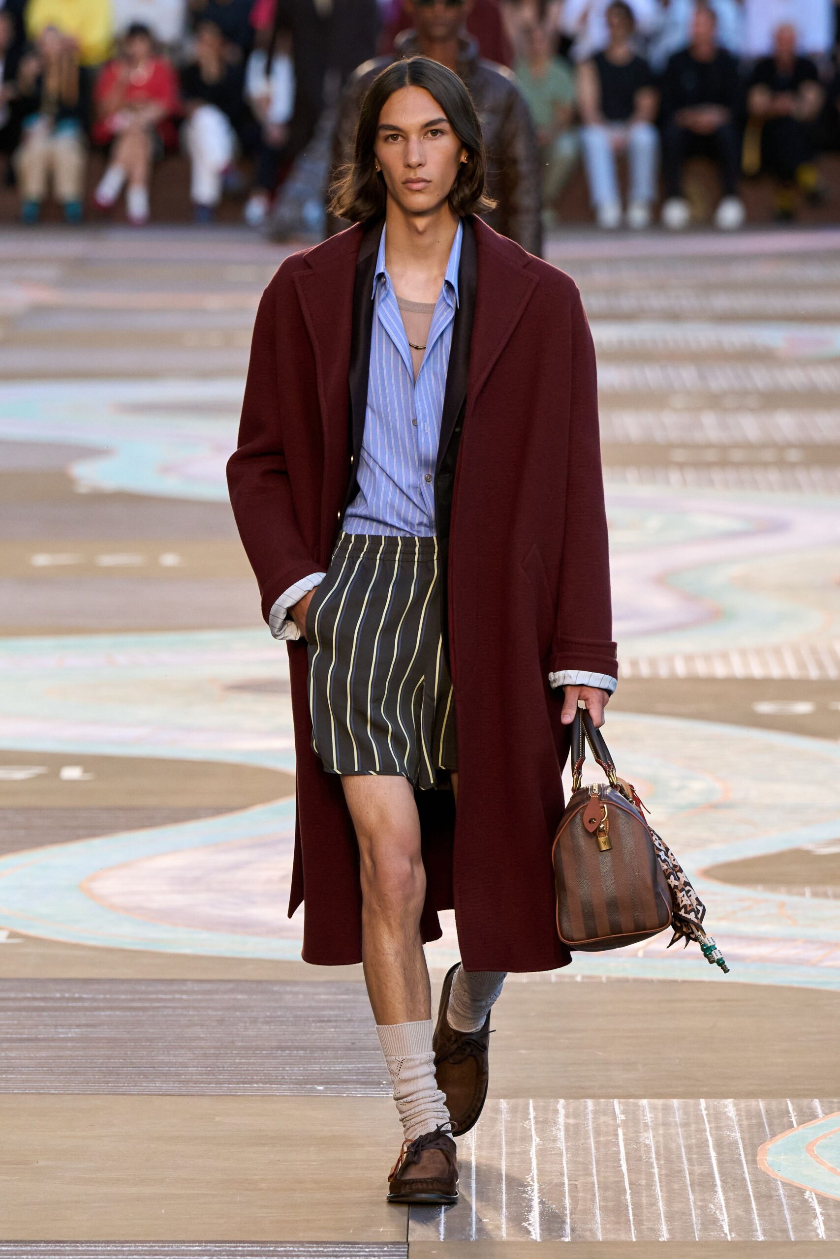 maroon wool long-sleeve relaxed coat