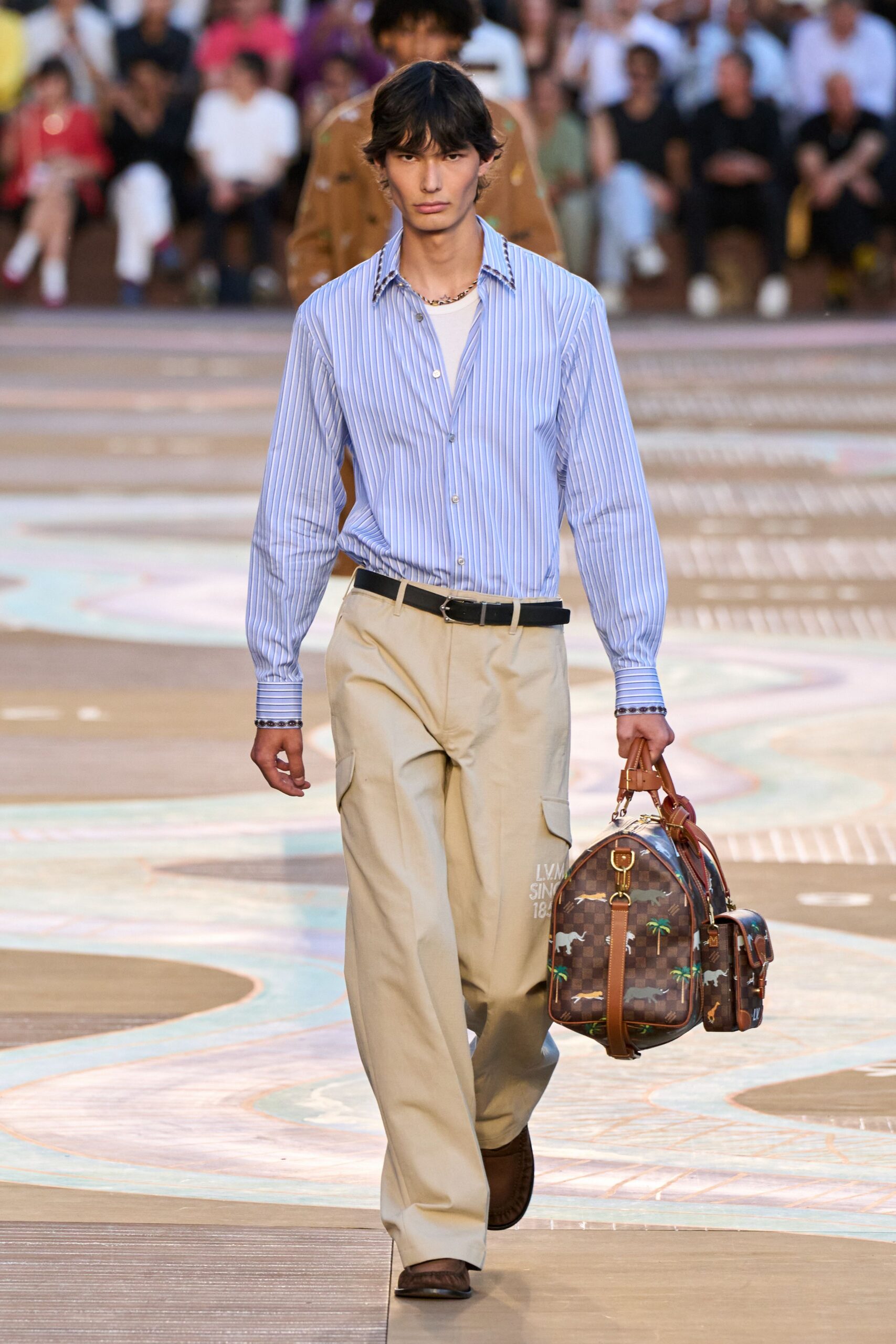 brown leather printed bag