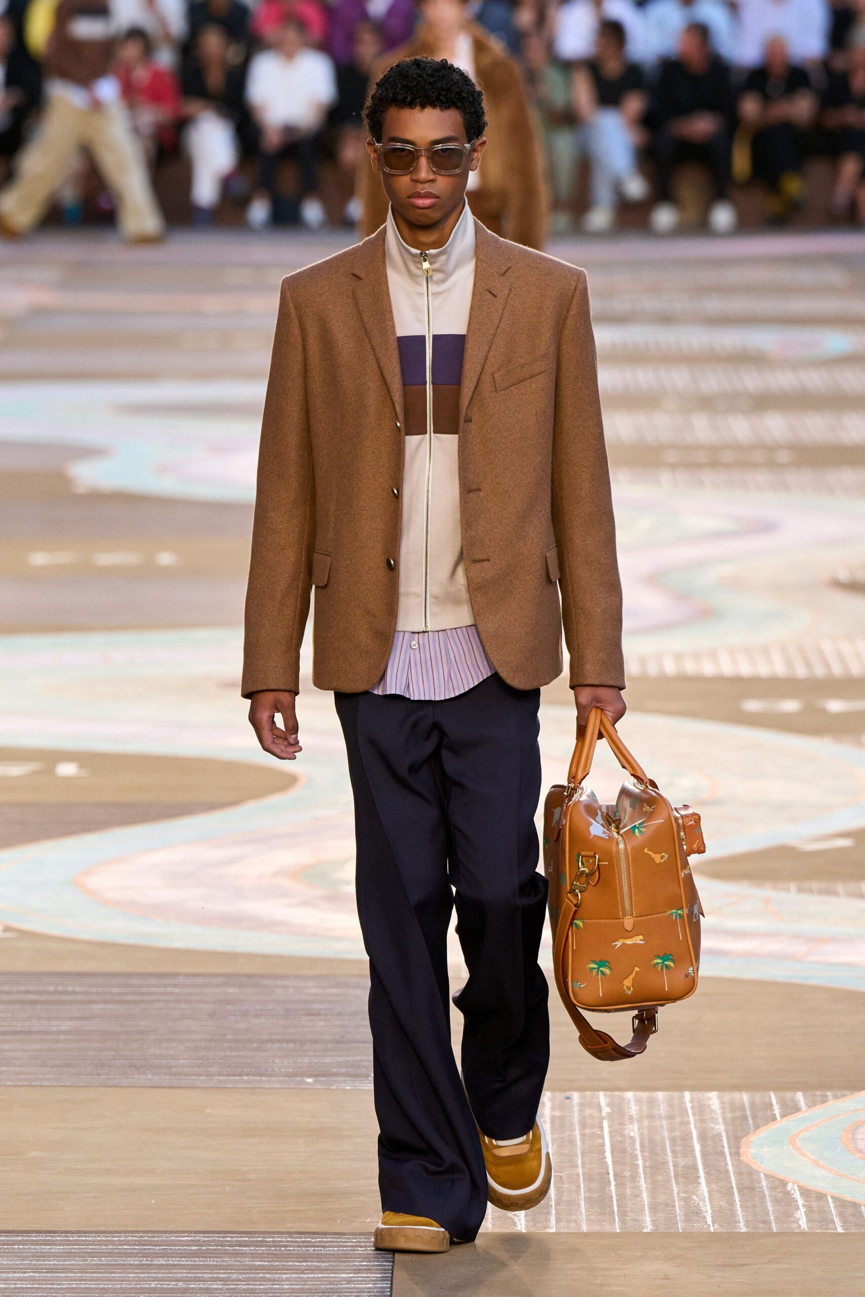 tan leather printed bag