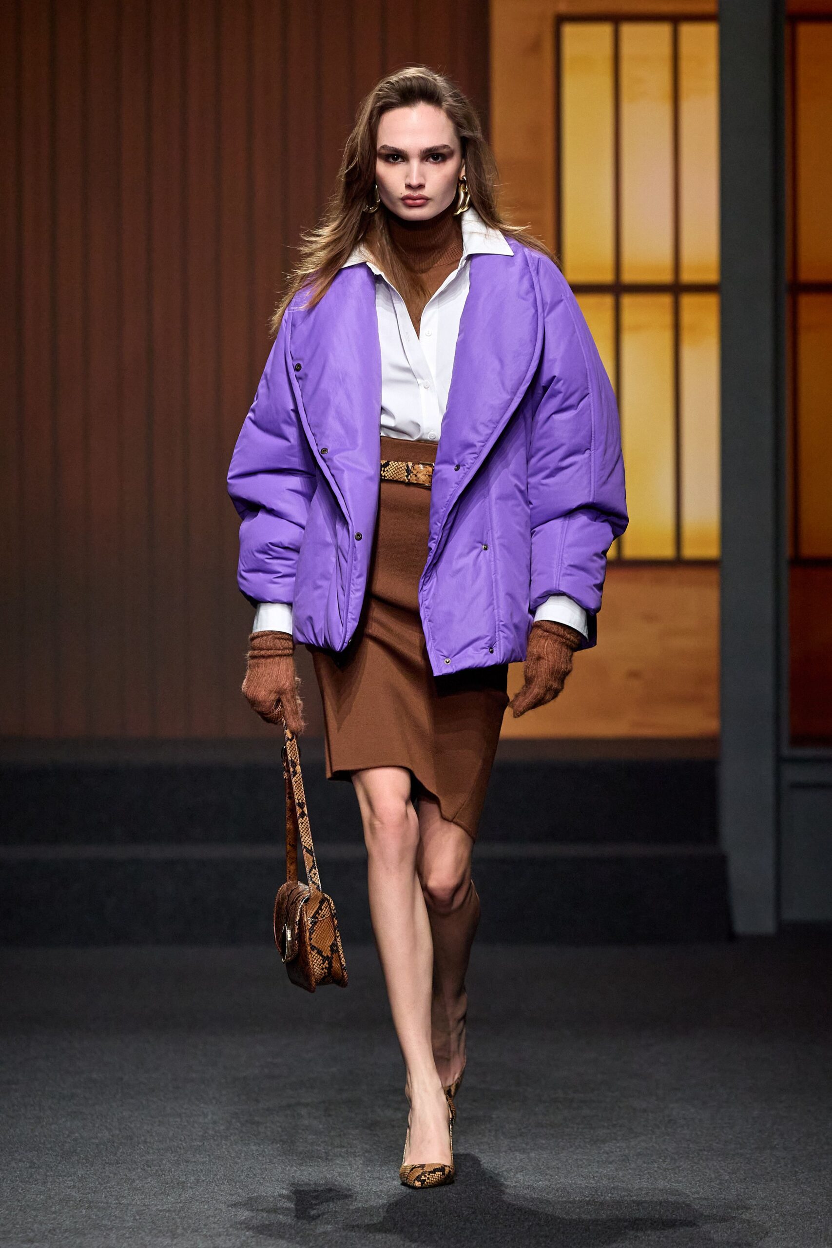 purple cotton long-sleeve oversized padded jacket