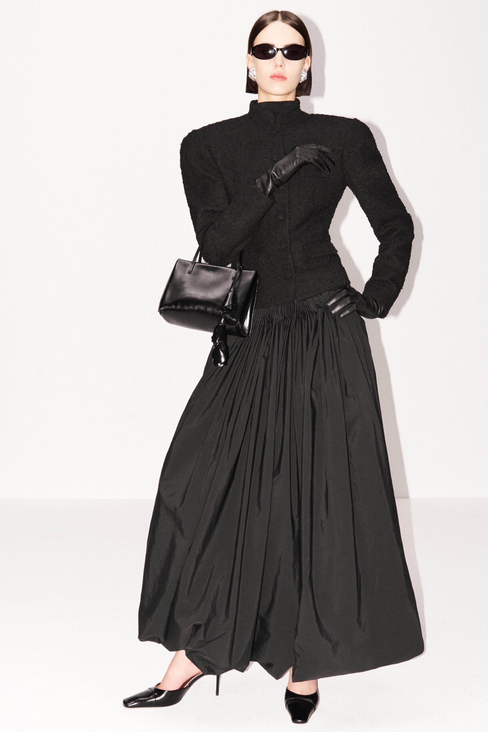 black leather gloves