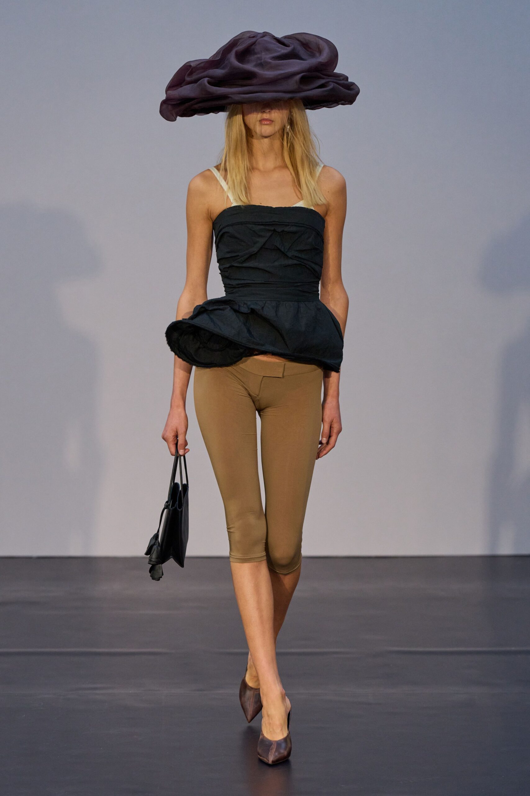 black cotton sleeveless v-neck fitted ruffled top