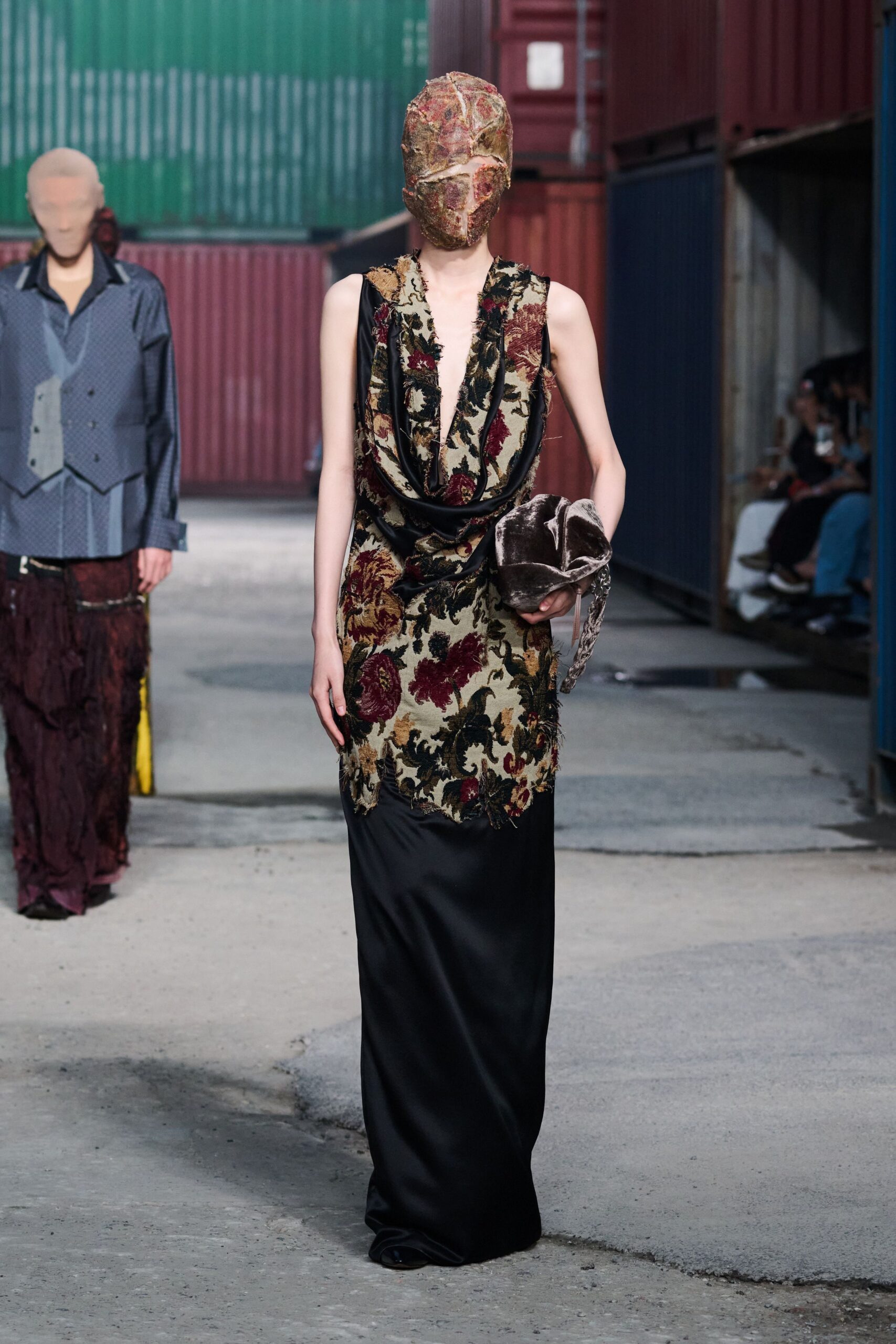 black embroidered maxi gown