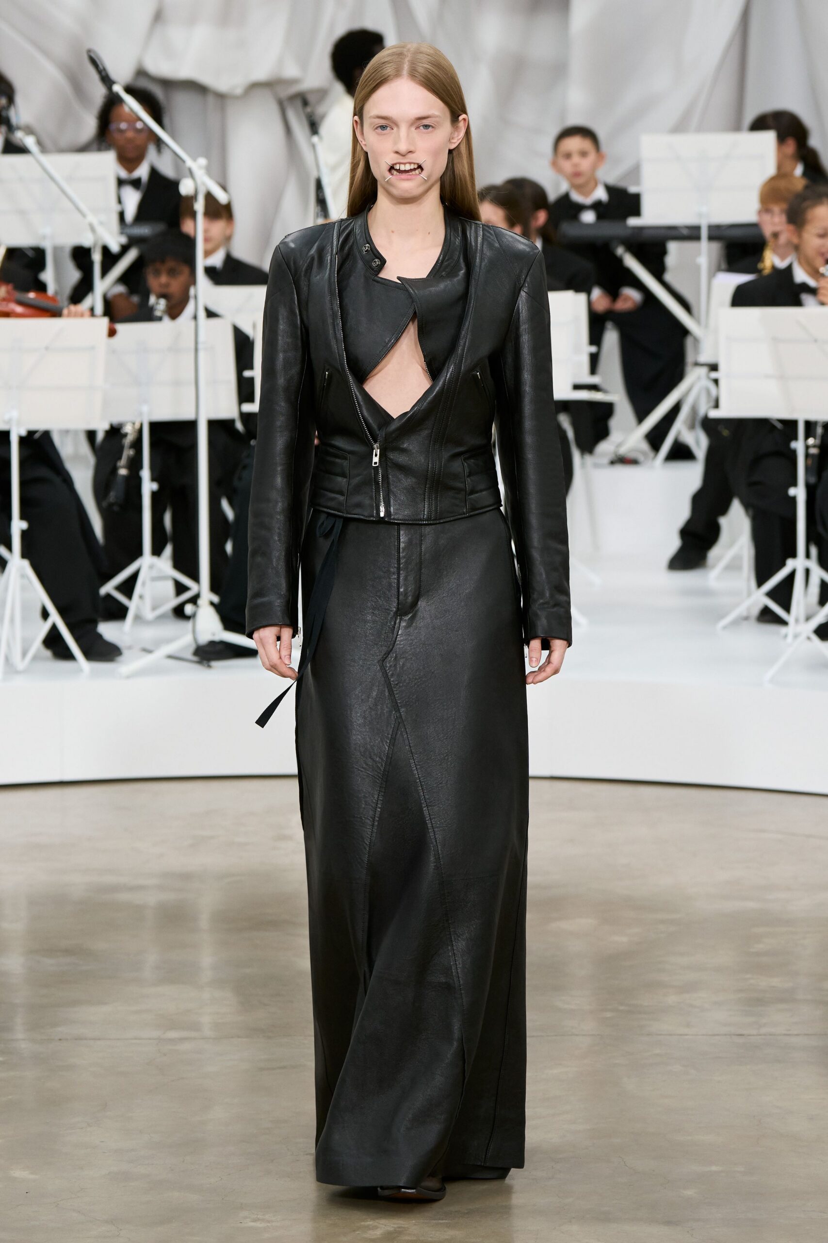 black leather sleeveless v-neck fitted zippered maxi dress
