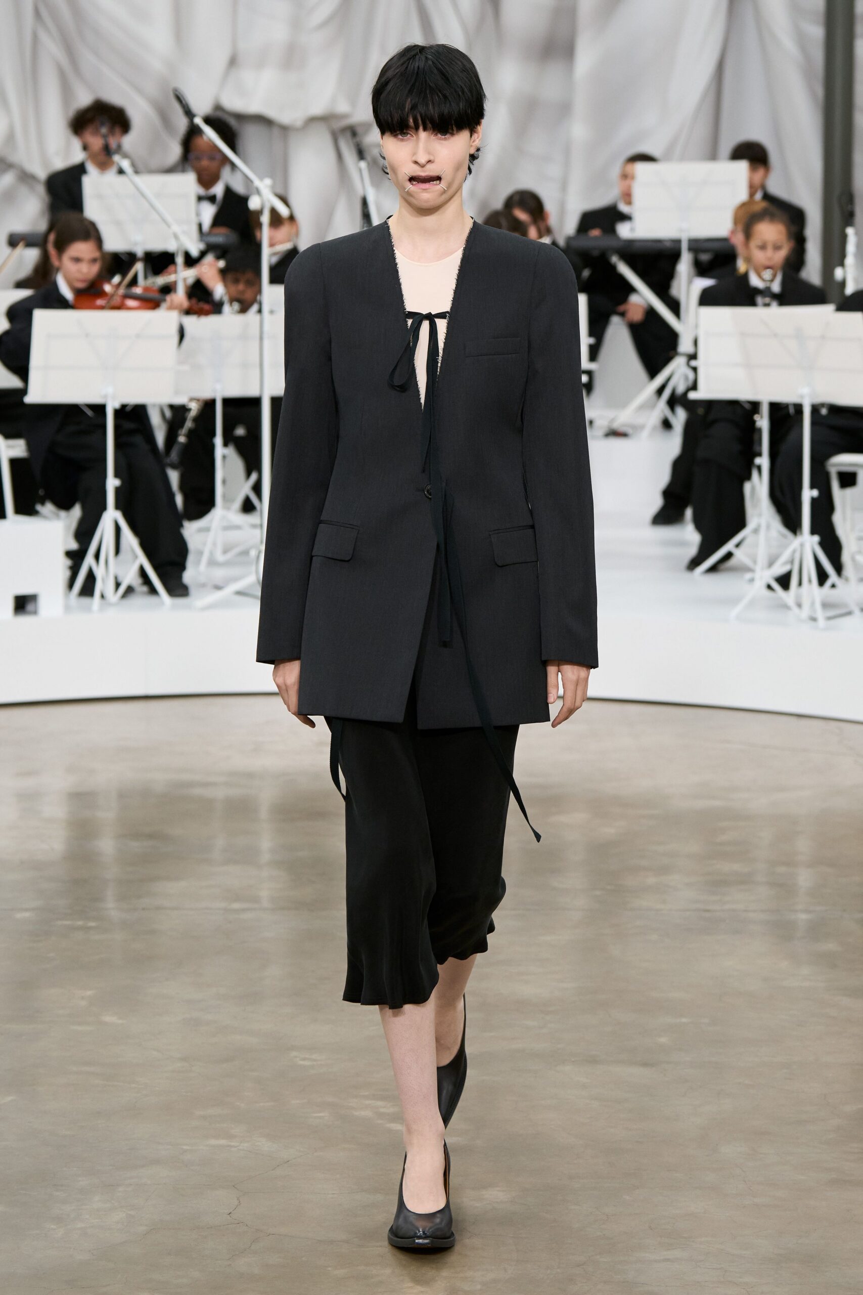black silk relaxed straight-leg pants