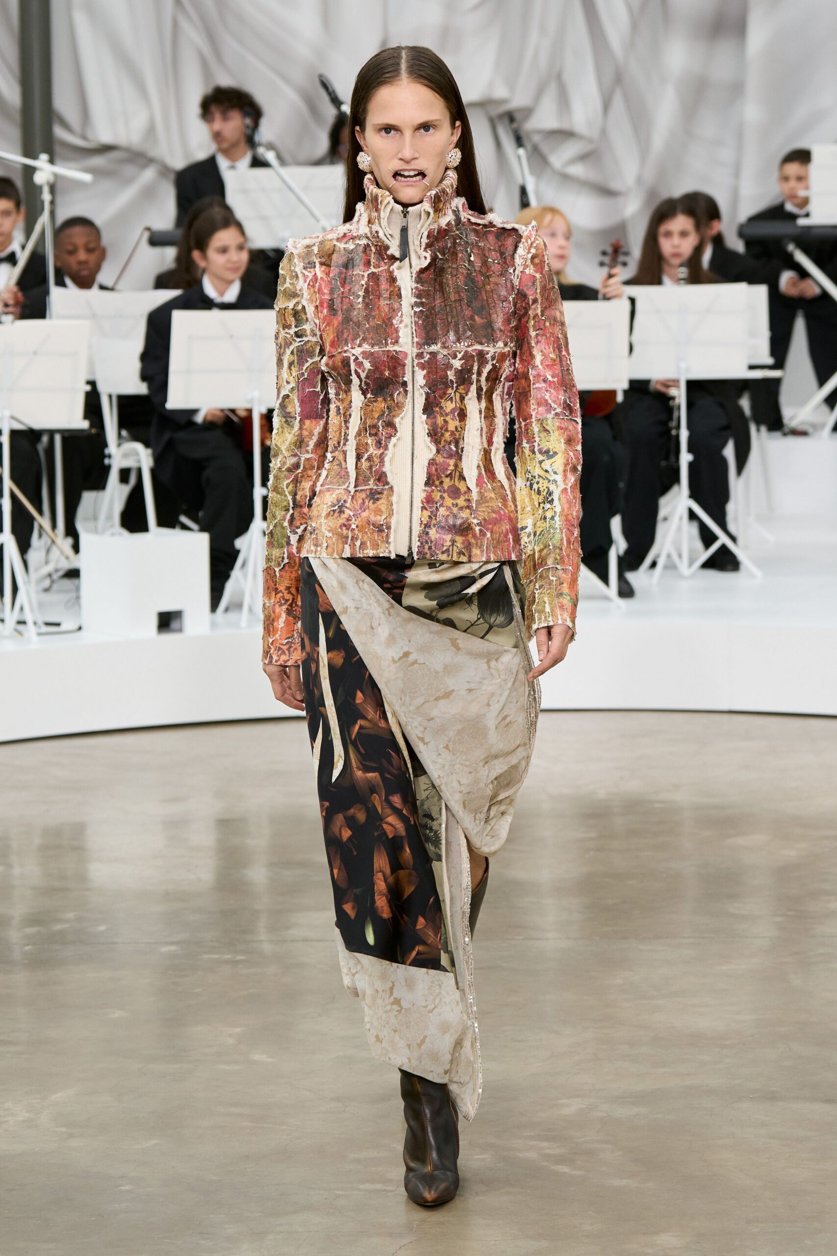 multi silk asymmetric relaxed draped skirt