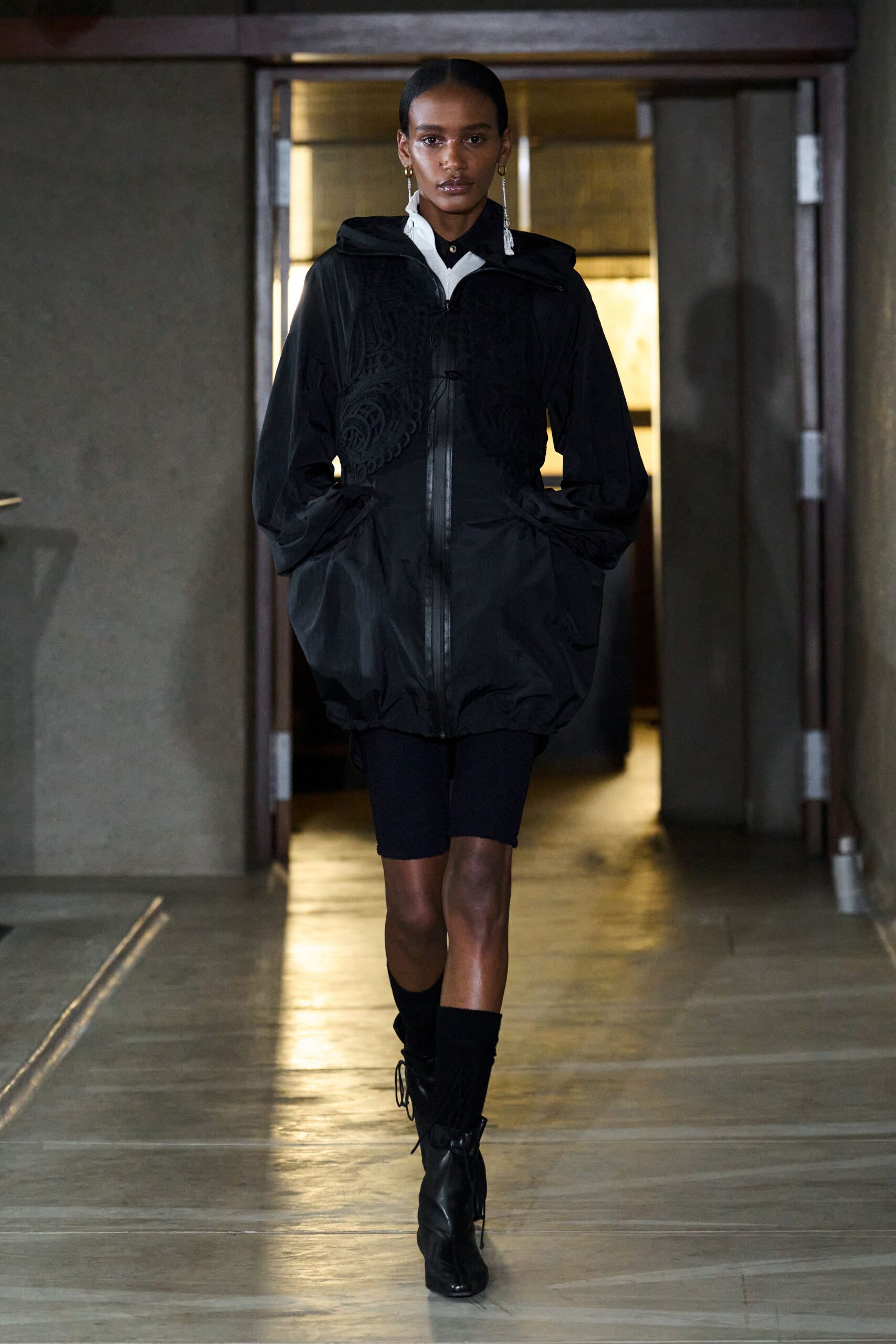black relaxed jacket with shorts