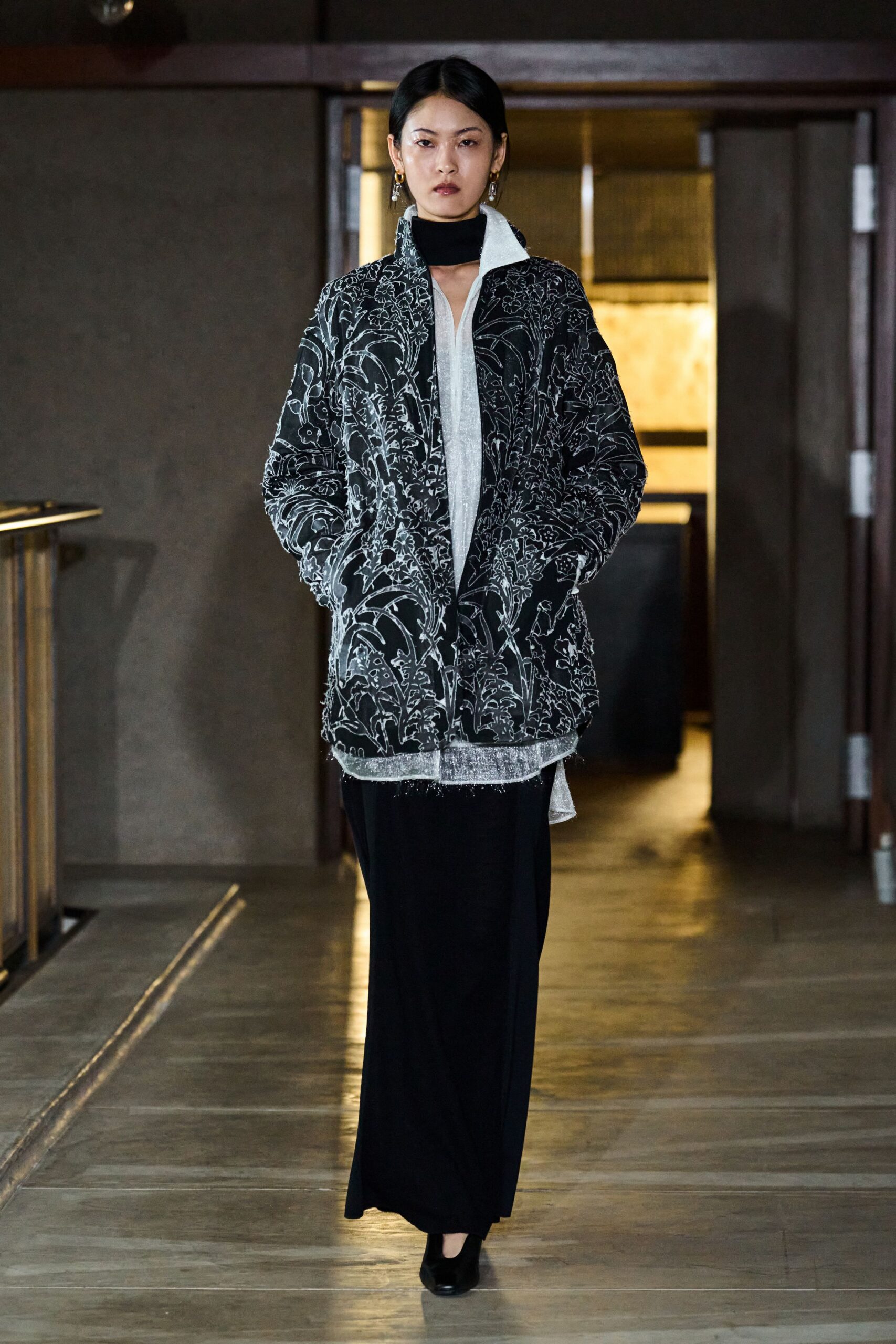 embroidered black and white jacket