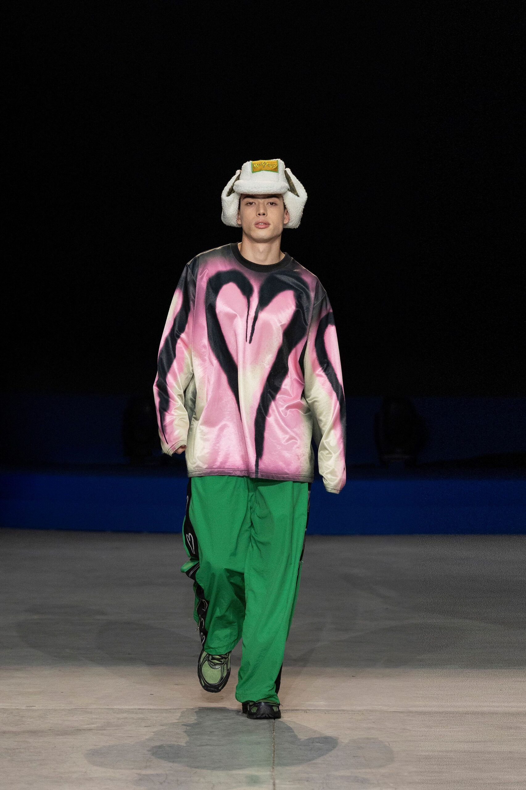 pink cotton long-sleeve oversized printed jacket