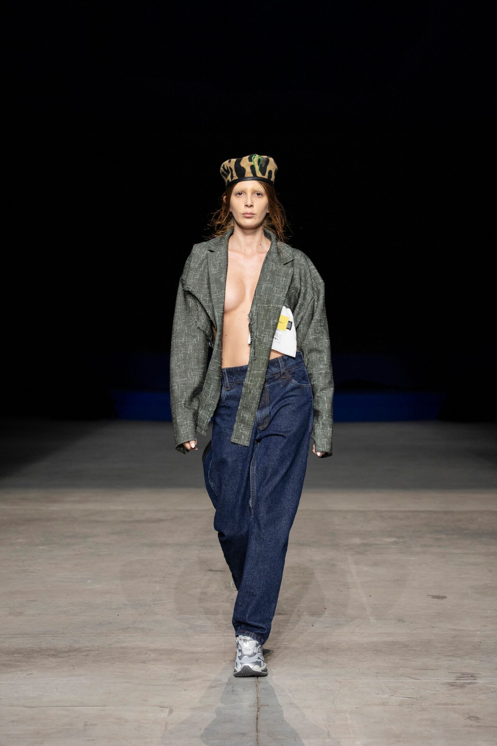 blue denim relaxed straight-leg pants