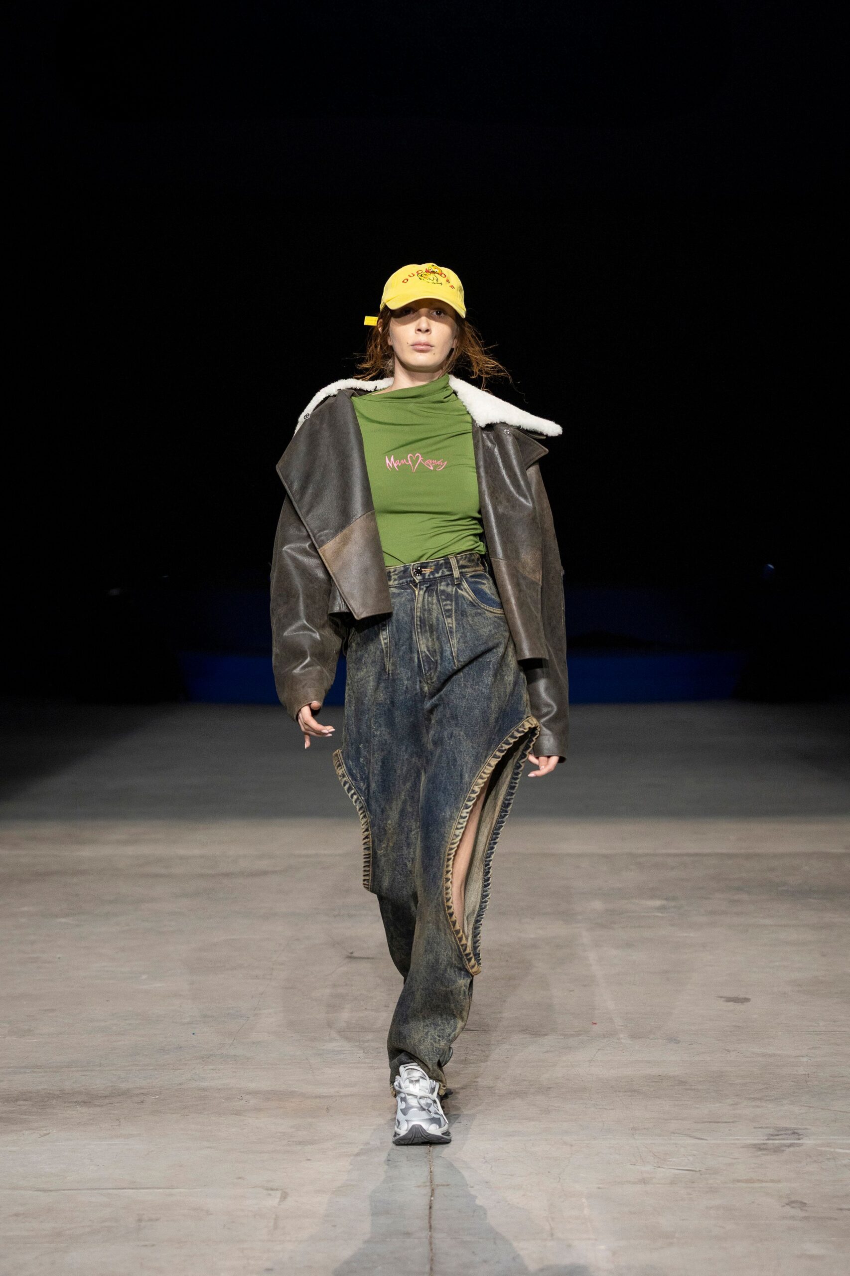 blue denim relaxed flared pants