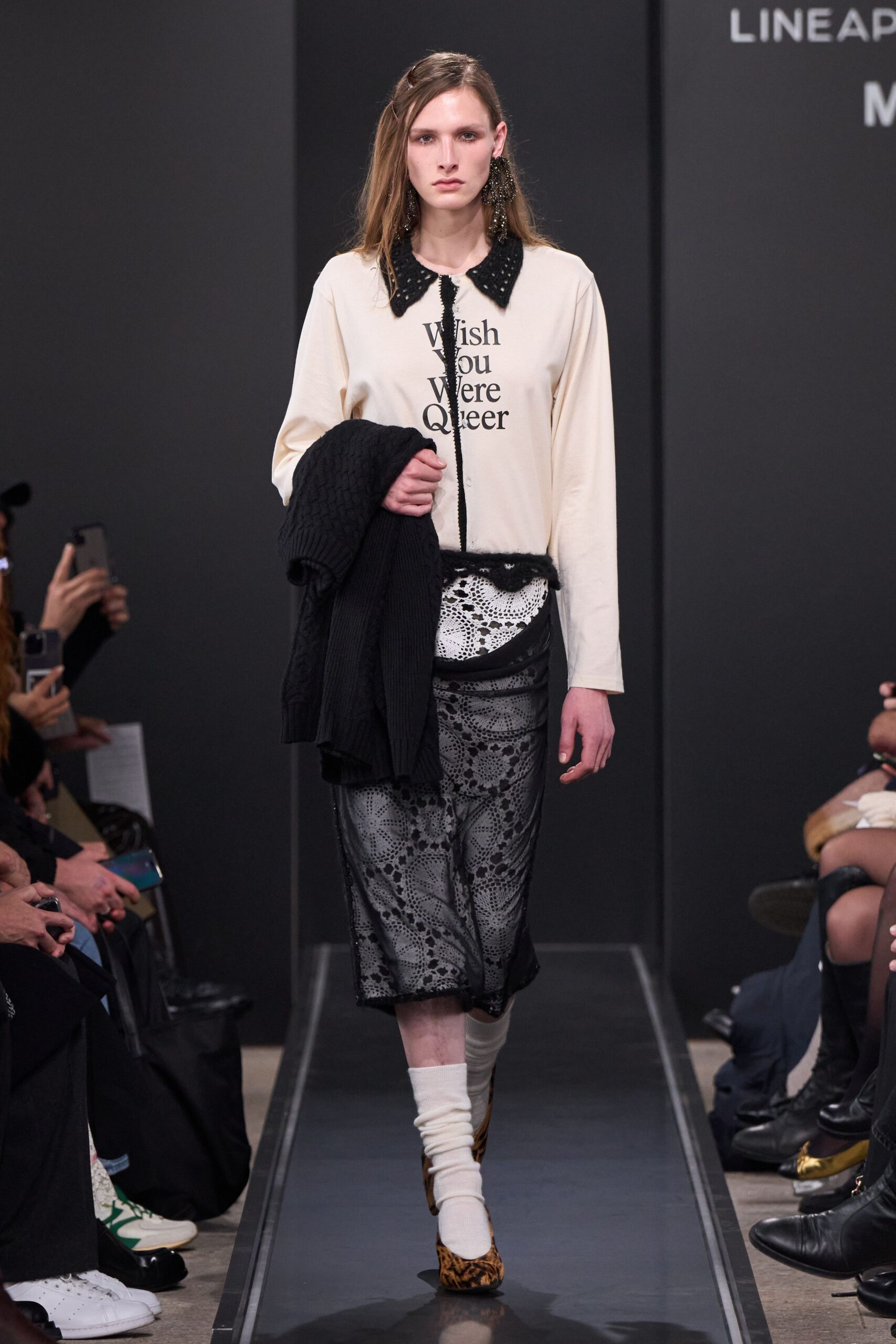 black wool long-sleeve relaxed cardigan