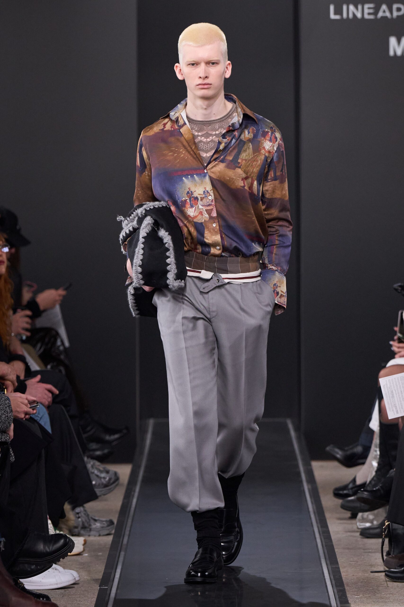 multi silk long-sleeve collared relaxed printed shirt